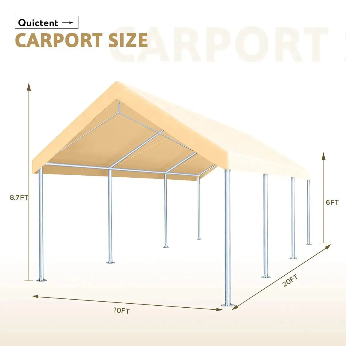 20' x 10' Upgraded Heavy-duty Carport Canopy