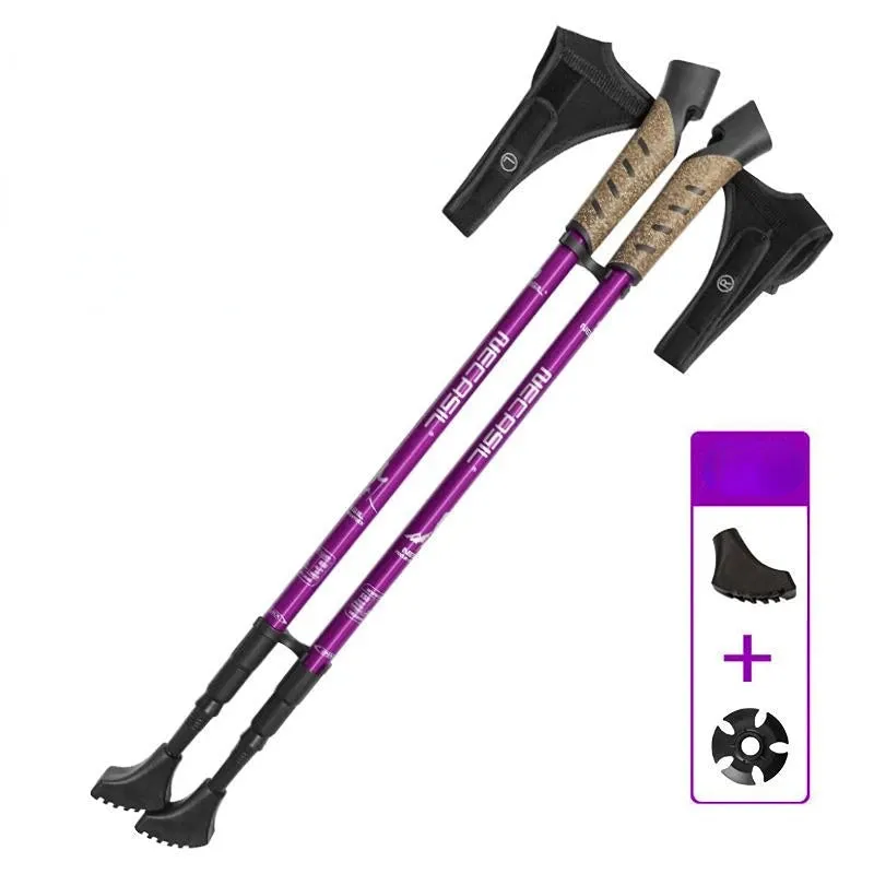 2PCS Nordic Walking Poles Trek Pole Telescopic Alpenstock 7075 Aluminum Alloy Shooting Crutch Senderismo Walking Stick hiking