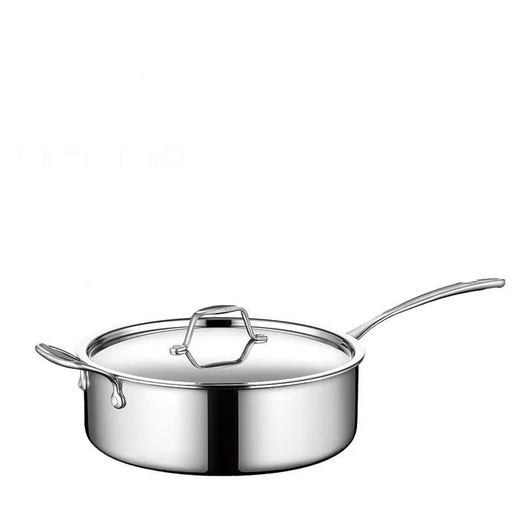 304 Stainless Steel Single Handle Thick Bottom Sauce Pot Three-layer Pot Milk Pot