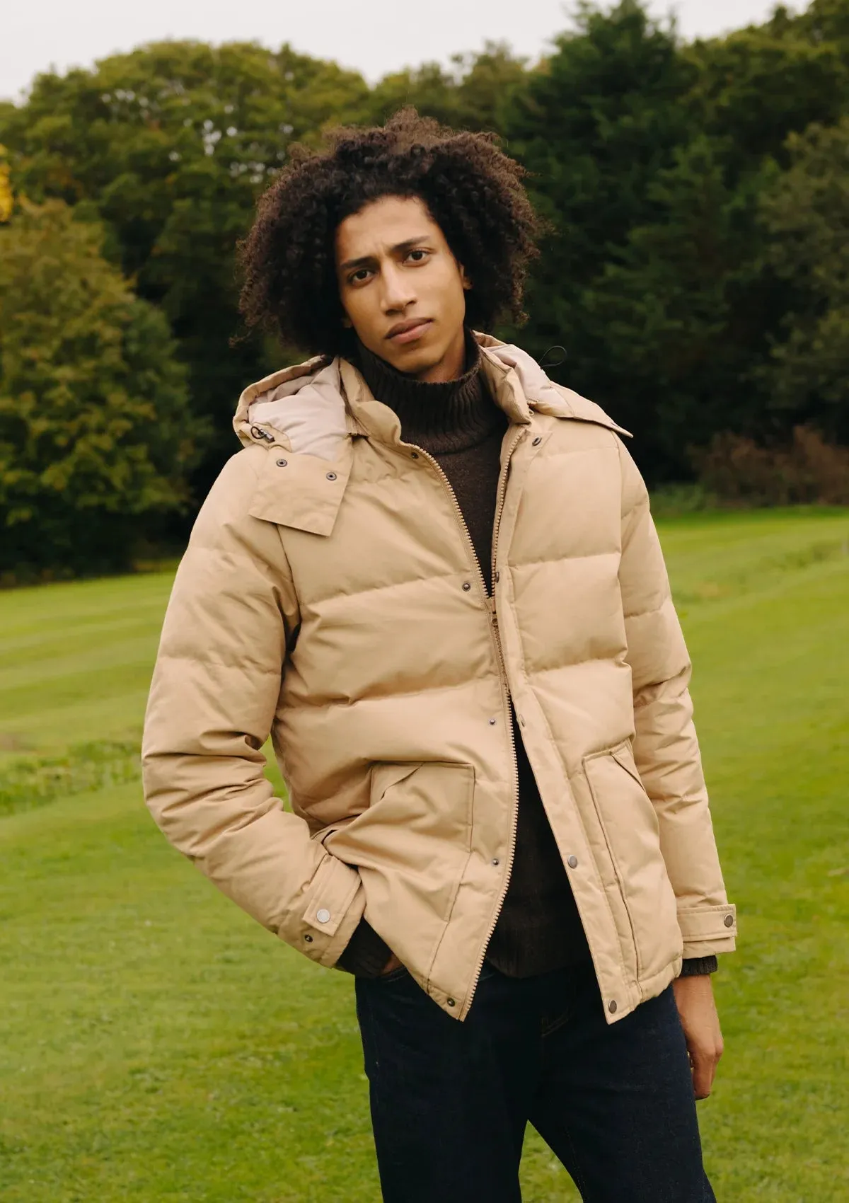 Caramel Ventile Cotton Down Jacket