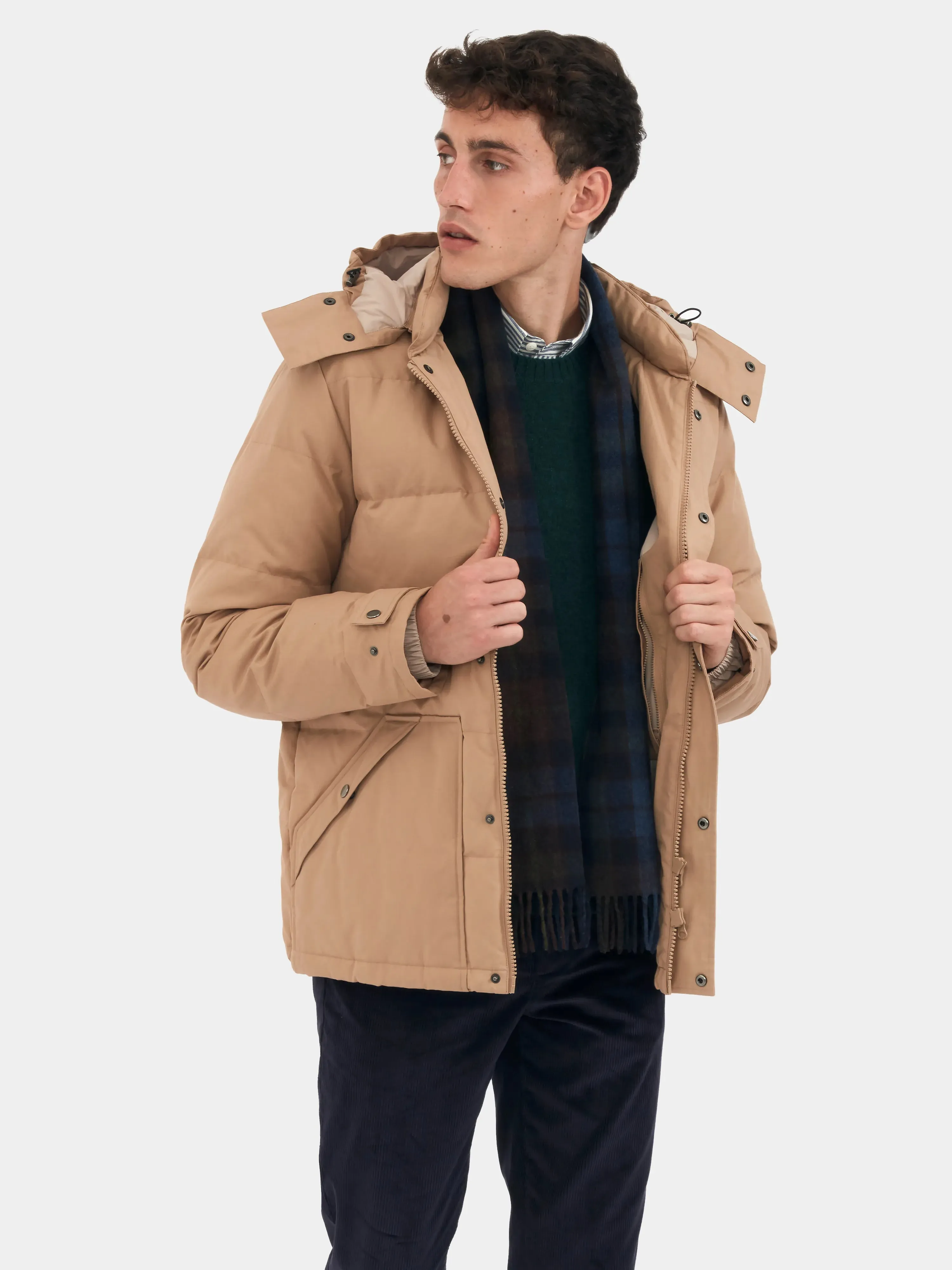 Caramel Ventile Cotton Down Jacket