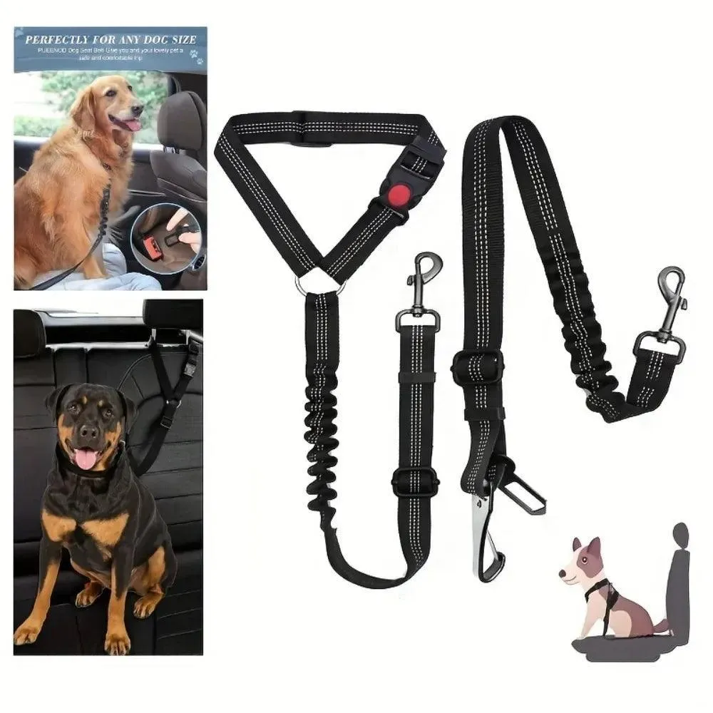 Dog Safety Belt Set: Elastic Bungee & Reflective Design for Pet Travel