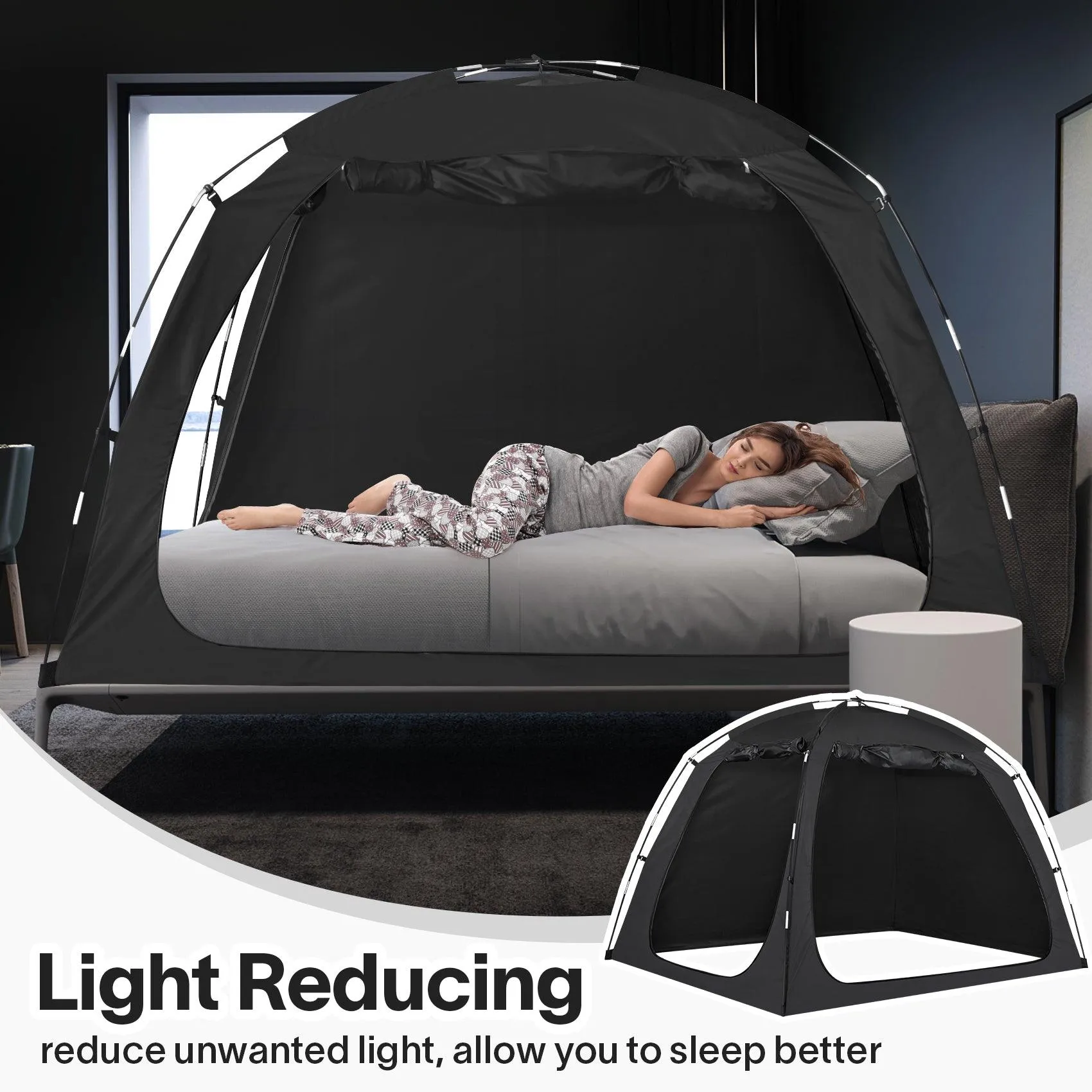 EighteenTek Portable Privacy Bed Tent, Great Solution To Enhance Sleep Environment