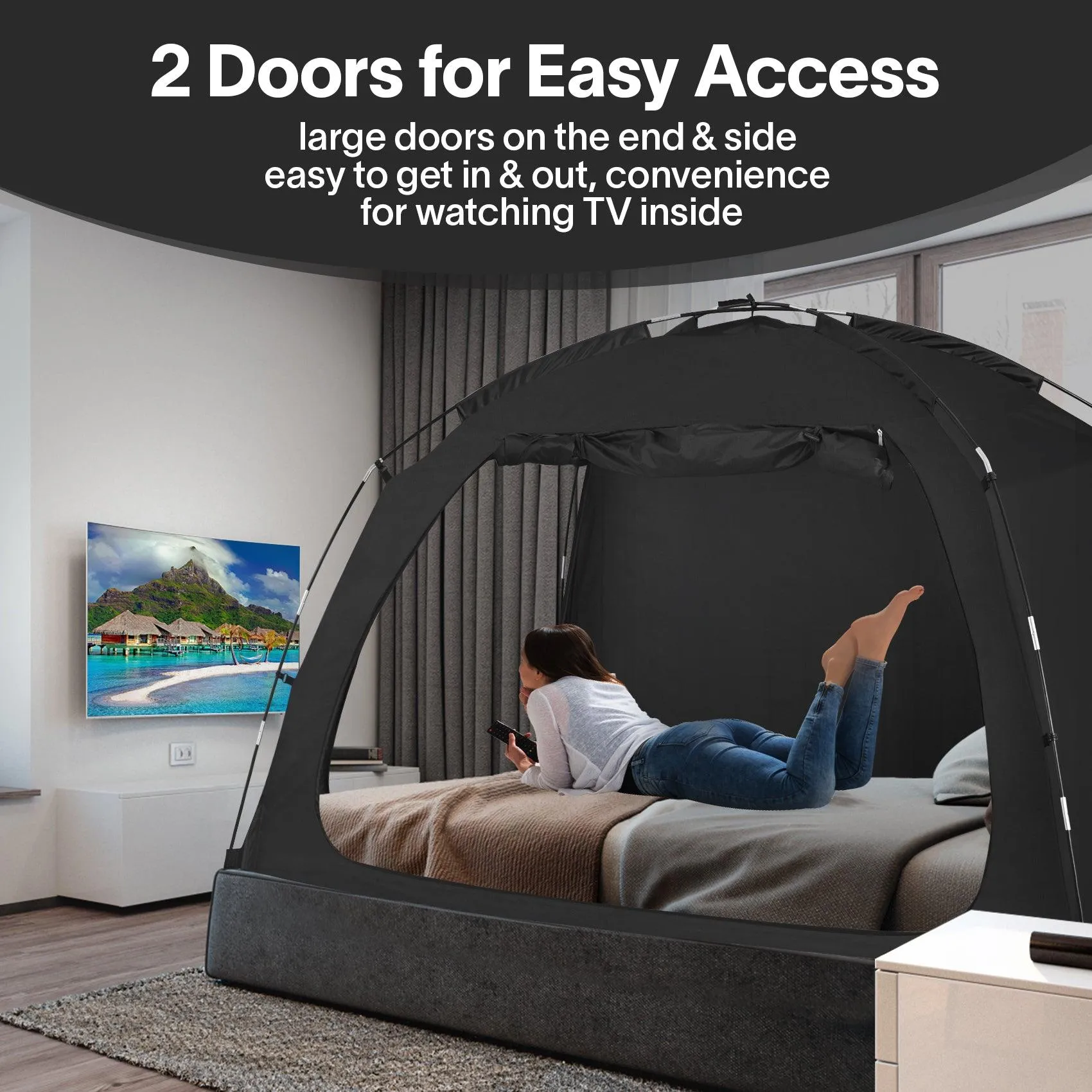 EighteenTek Portable Privacy Bed Tent, Great Solution To Enhance Sleep Environment