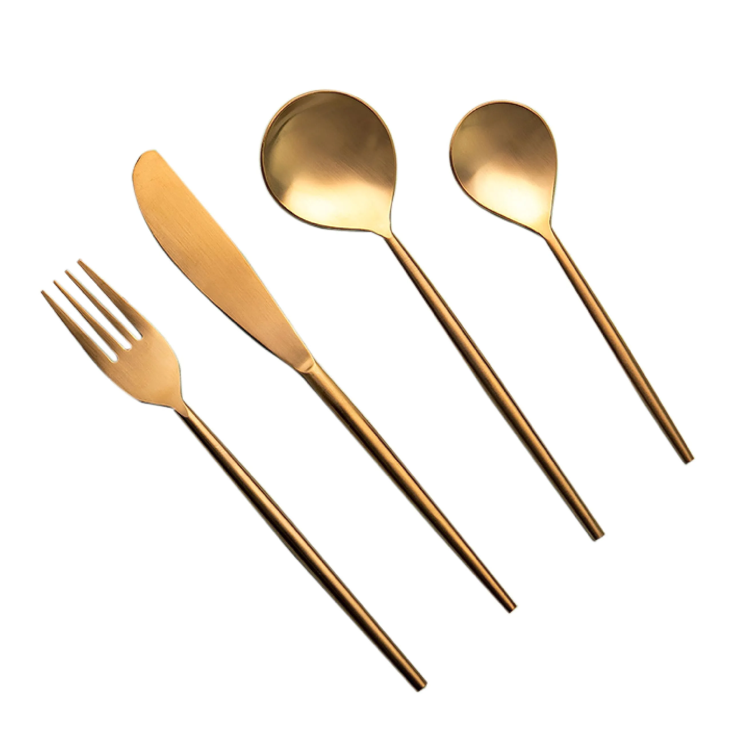 Ellementry Aura Gold Cutlery Set of 4 | Stainless Steel Set | Food Grade Silverware for Home & Kitchen | Dishwasher Safe | Cutlery Set for Dining Table | Spoon/Fork/Knife Set (Pack of 4)