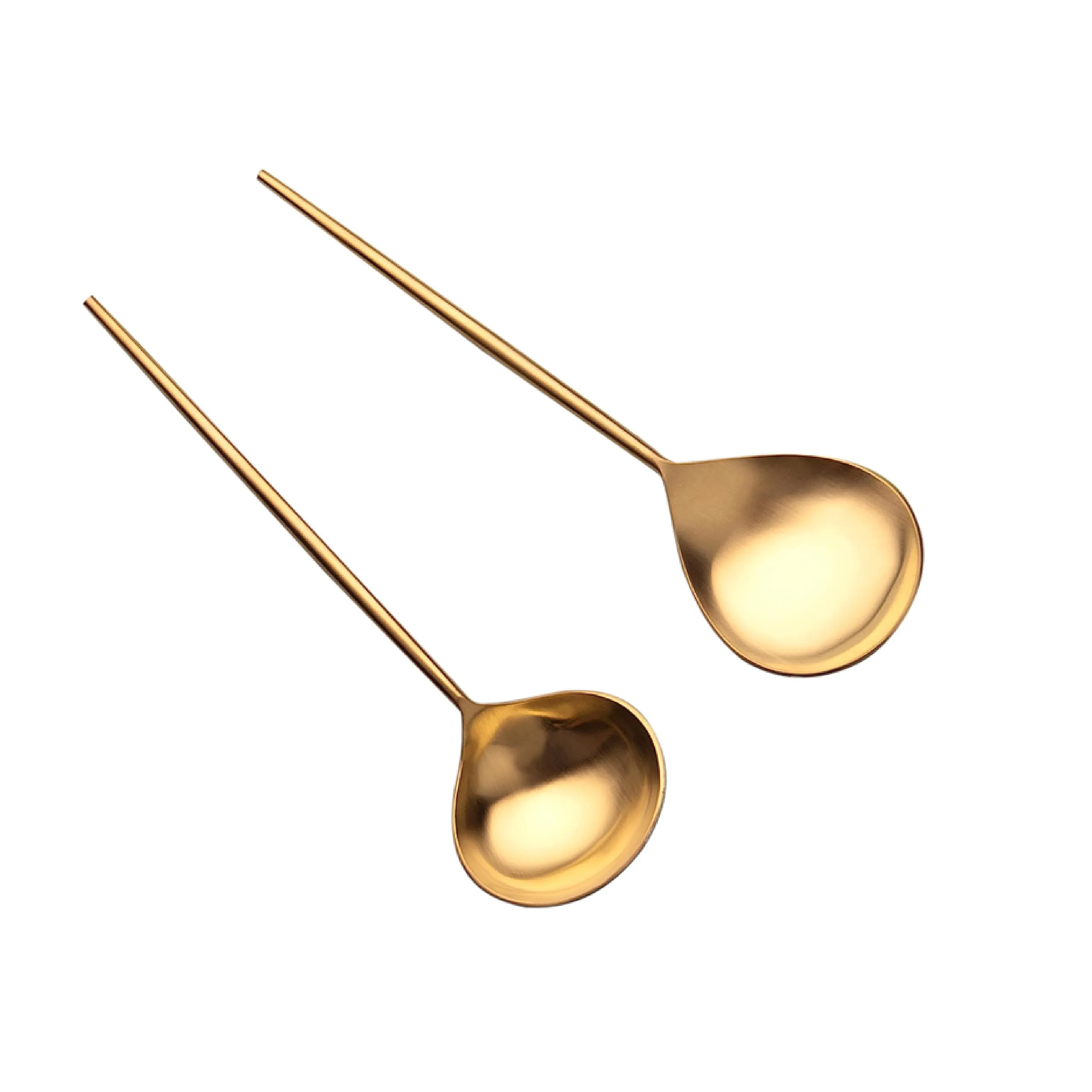 Ellementry Aura Gold Serving Set of Two| Serving Spoon Set for Home and Restaurant| Stainless Steel |Food Grade Dinnerware & Tableware Set | Ladle Set for Serving Rice/Pasta/Subzi/Curry/Food