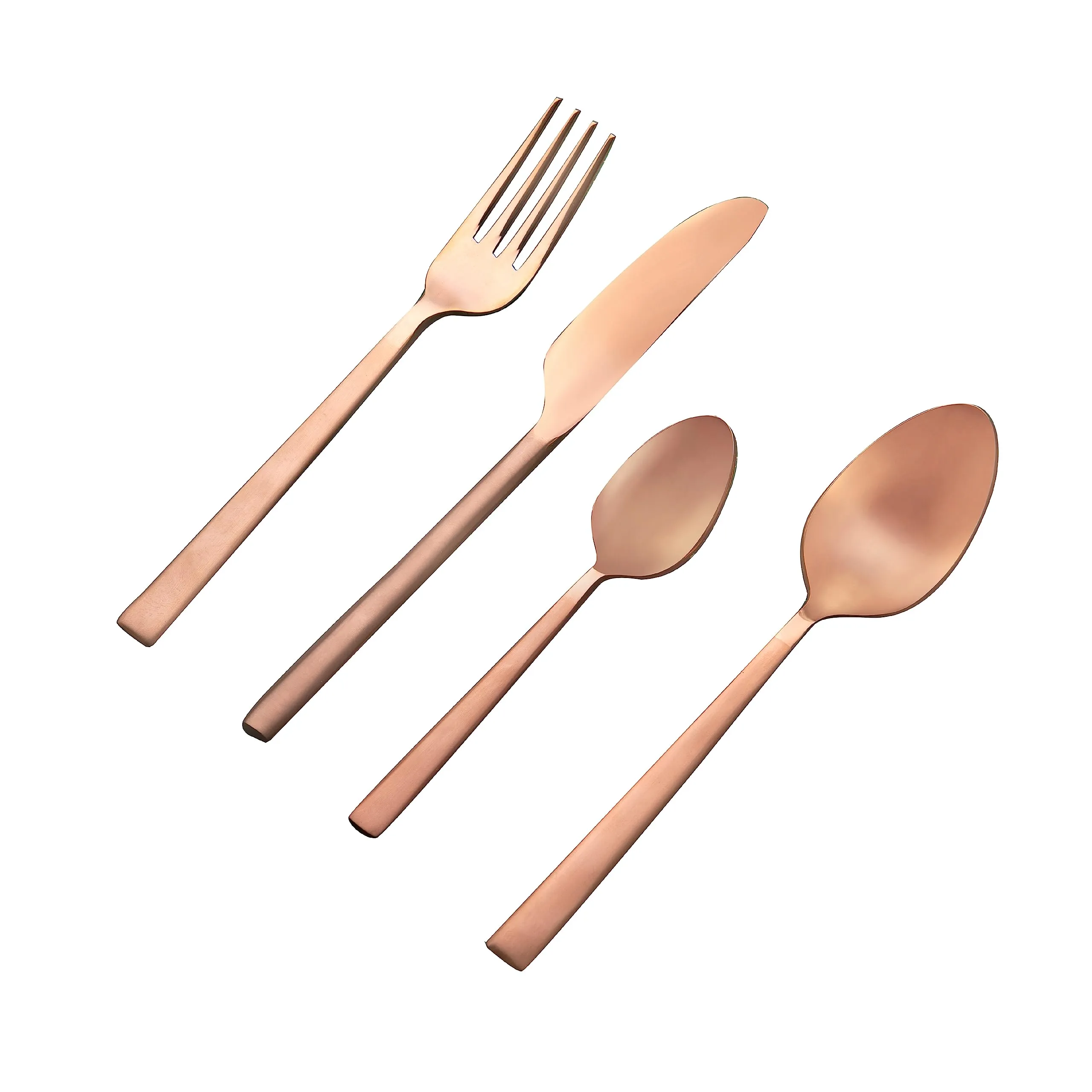 Ellementry Enigma Rose Gold Cutlery Set of 4 | Stainless Steel Set | Food Grade Silverware for Home & Kitchen | Dishwasher Safe | Cutlery Set for Dining Table | Spoon/Fork/Knife Set (Pack of 2)