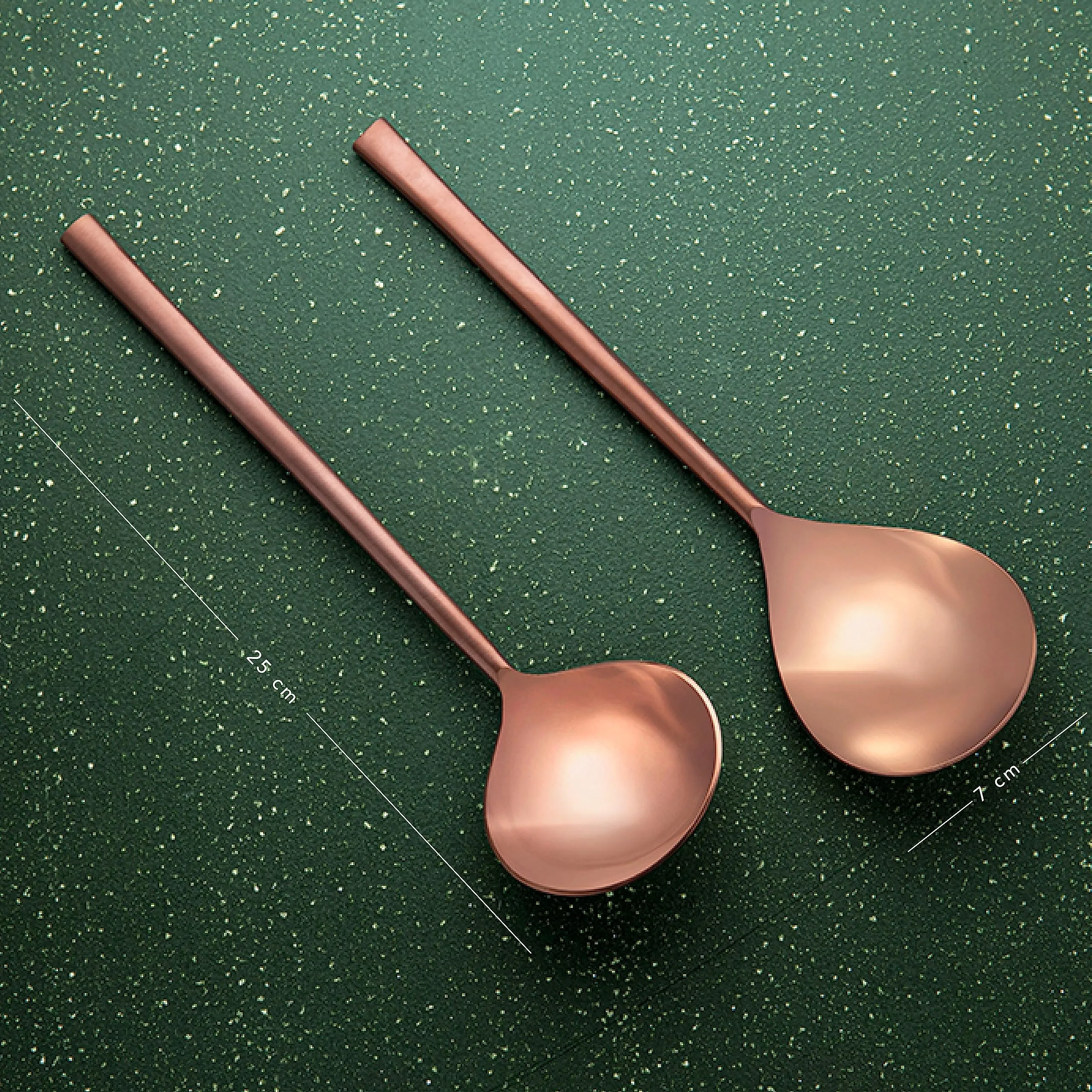 Ellementry Enigma Rose Gold Serving Set of Two| Serving Spoon Set for Home and Restaurant| Stainless Steel |Food Grade Dinnerware & Tableware Set | Ladle Set for Serving Rice/Pasta/Subzi/Curry/Food