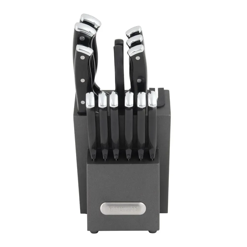 Farberware 14pc Triple Rivet Knife Block Set with Edgekeeper Sharpener Graphite