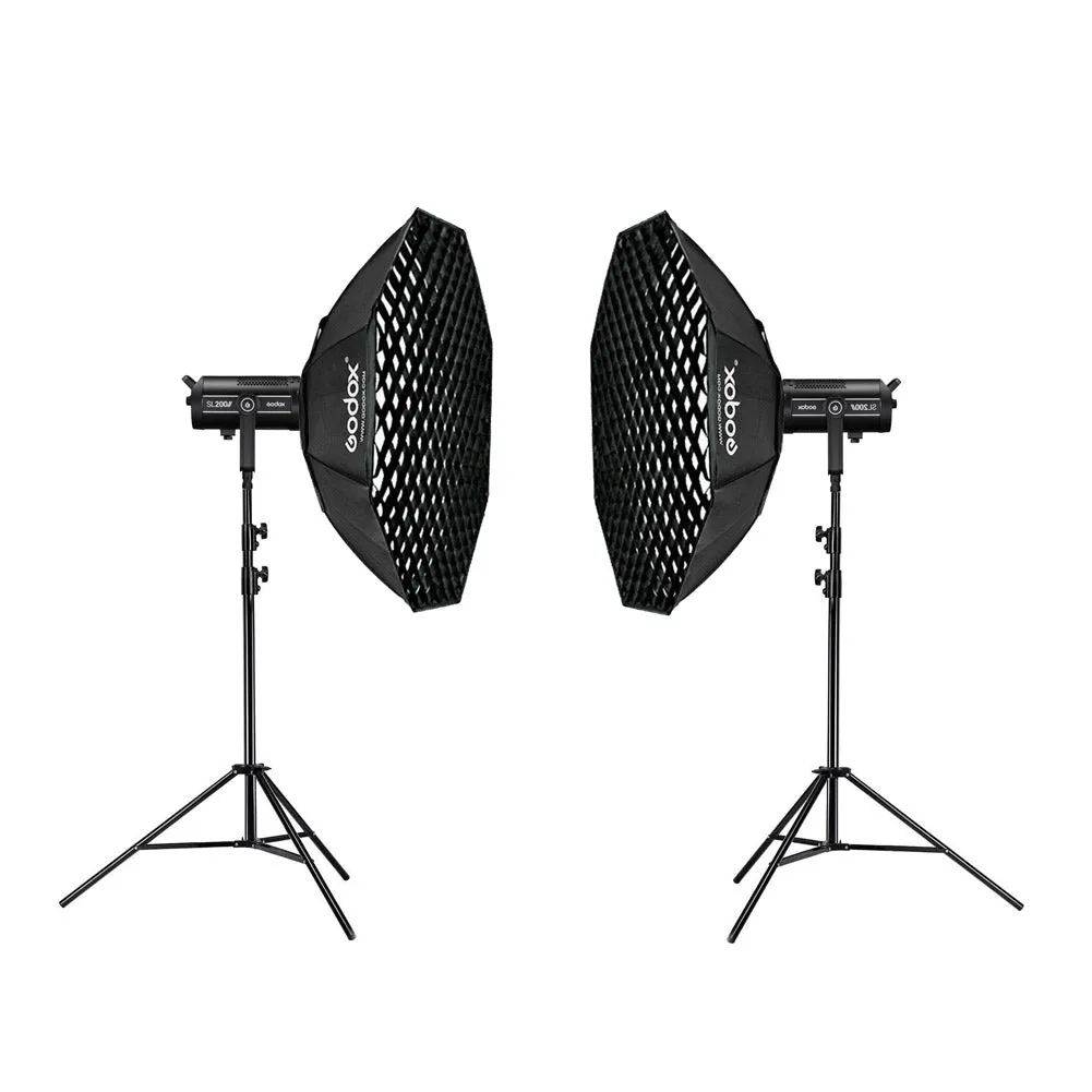 Godox 2 x SL200WII 400W LED Light Kit (Including Large Softboxes & Light Stands) - Bundle