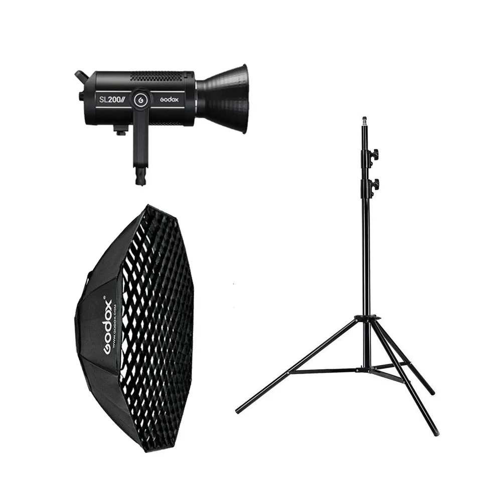 Godox SL200W II Single Continuous Lighting Kit (With Stand & Softbox) - Bundle