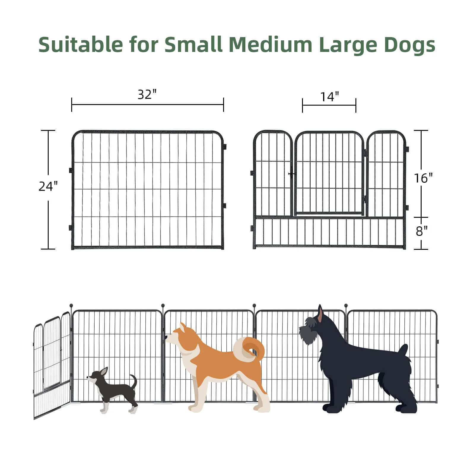 High-Security Pet Fences - 32/24 Inch & 8/16 Panels