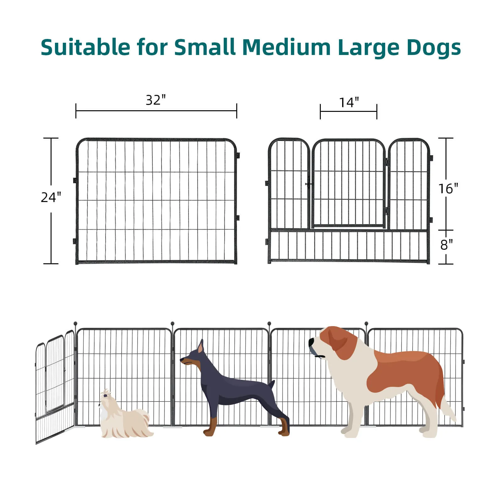 High-Security Pet Fences - 32/24 Inch & 8/16 Panels