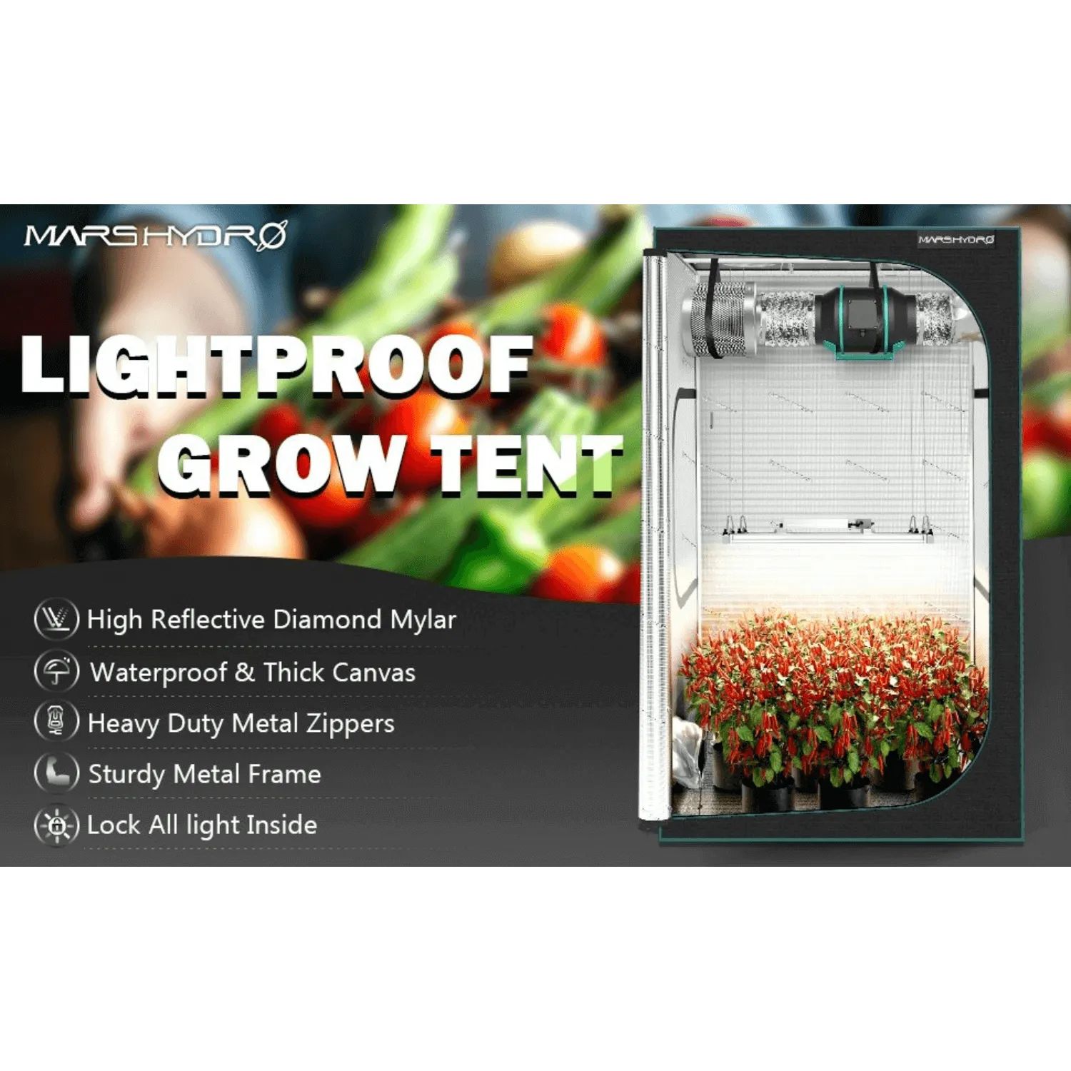 Mars Hydro 5' x 10' x 6' 8" (150cm x 300cm x 200cm) Indoor Grow Tent