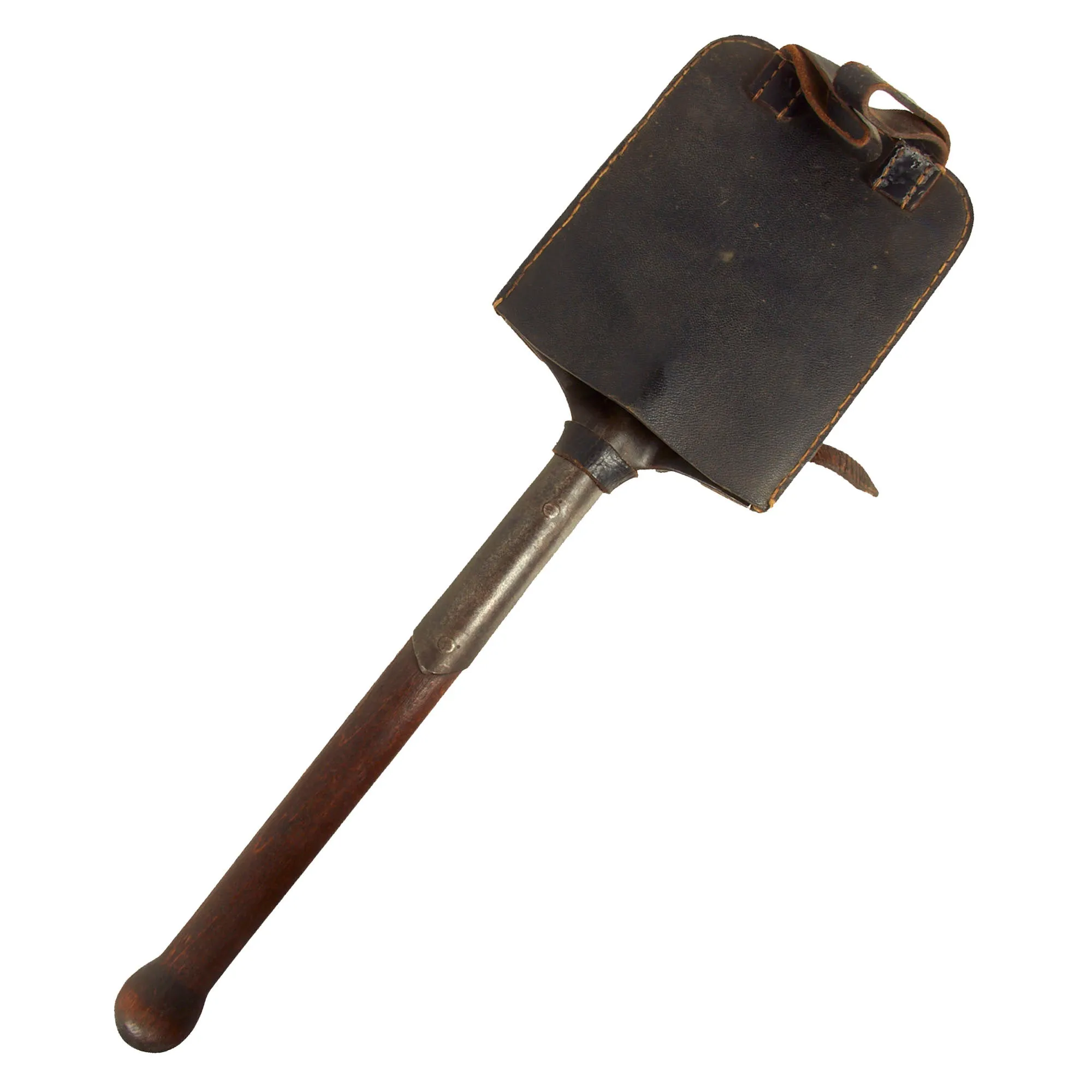 Original German WWII Square Head Entrenching Tool With Carrier by Carl Krampe dated 1943 - Schanzzeug