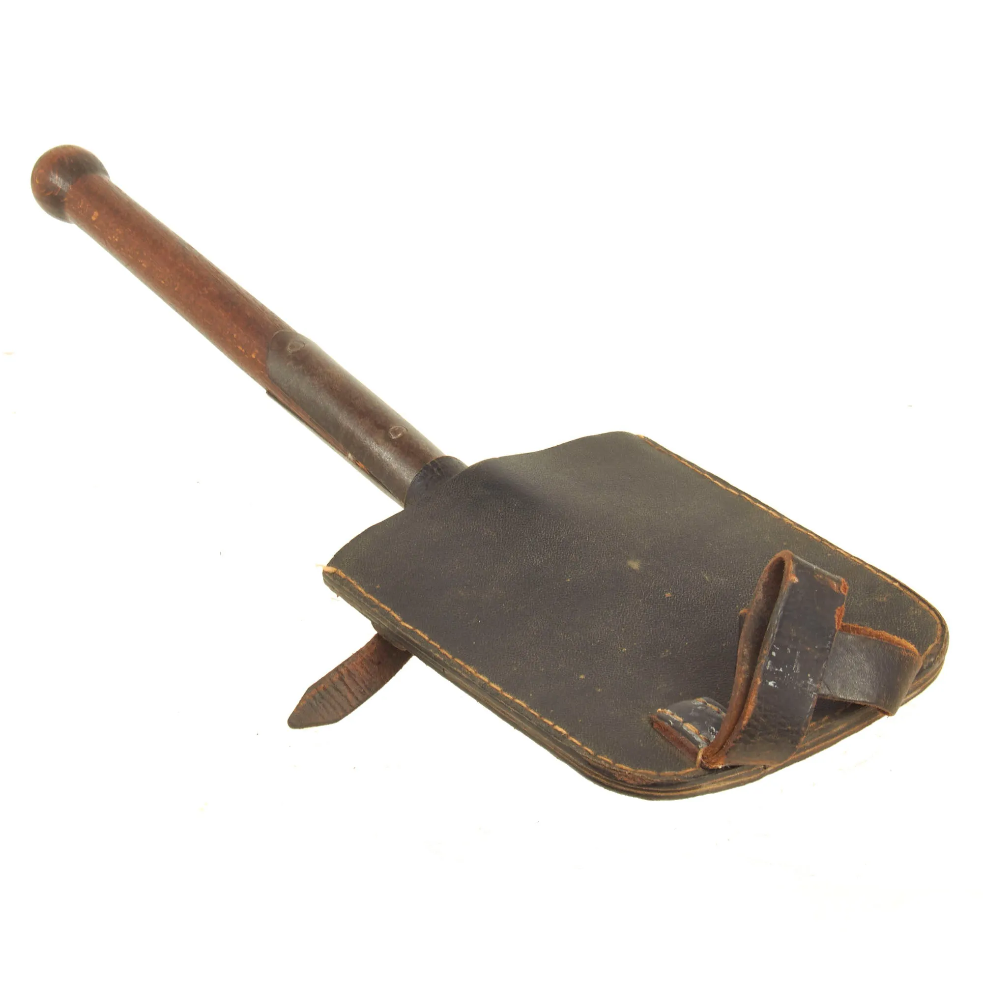 Original German WWII Square Head Entrenching Tool With Carrier by Carl Krampe dated 1943 - Schanzzeug