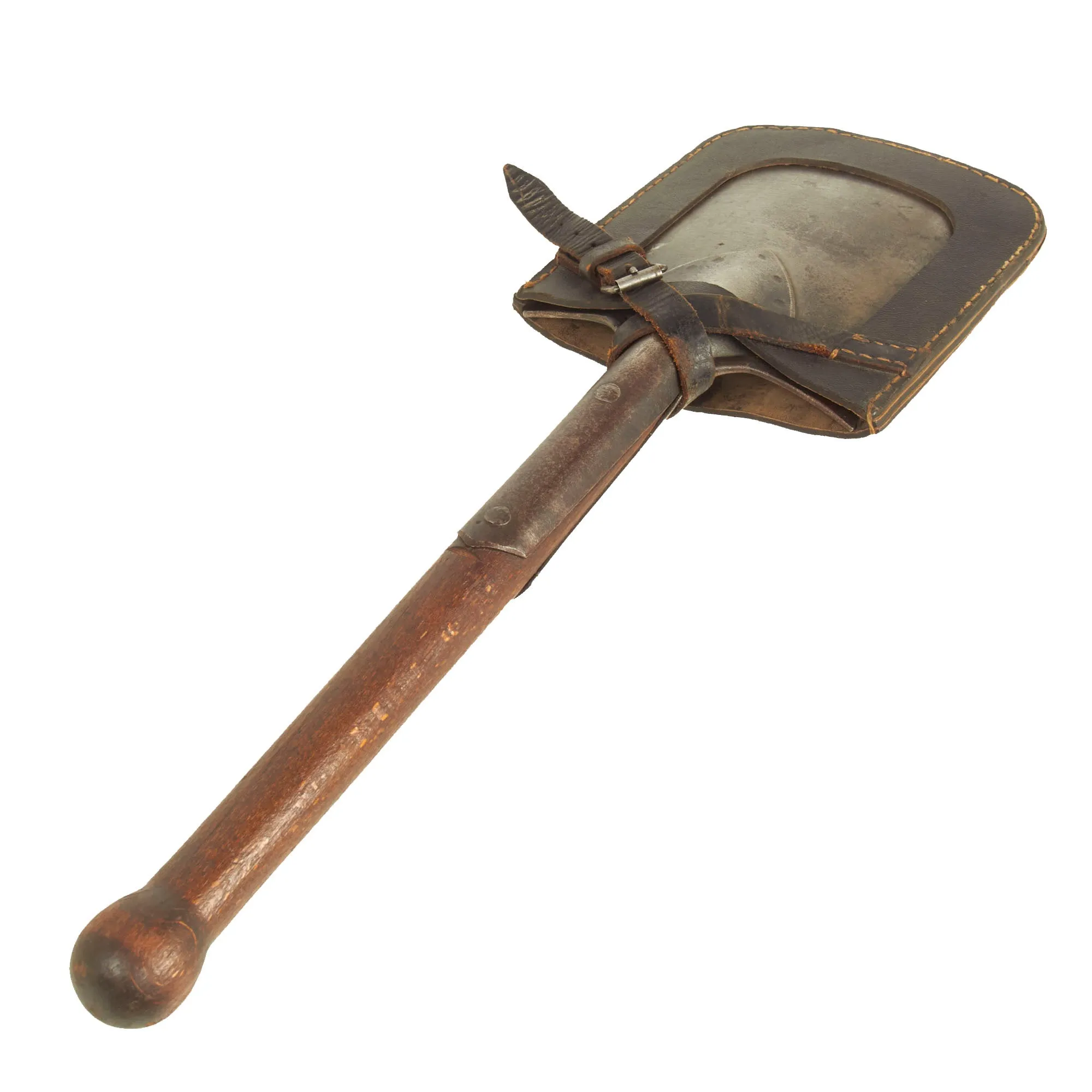 Original German WWII Square Head Entrenching Tool With Carrier by Carl Krampe dated 1943 - Schanzzeug