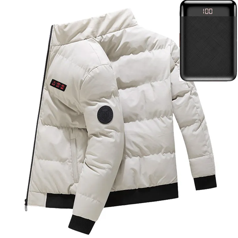 Outdoor Warm Heated Jacket Windproof Cotton Padded Clothes USB Heating Winter