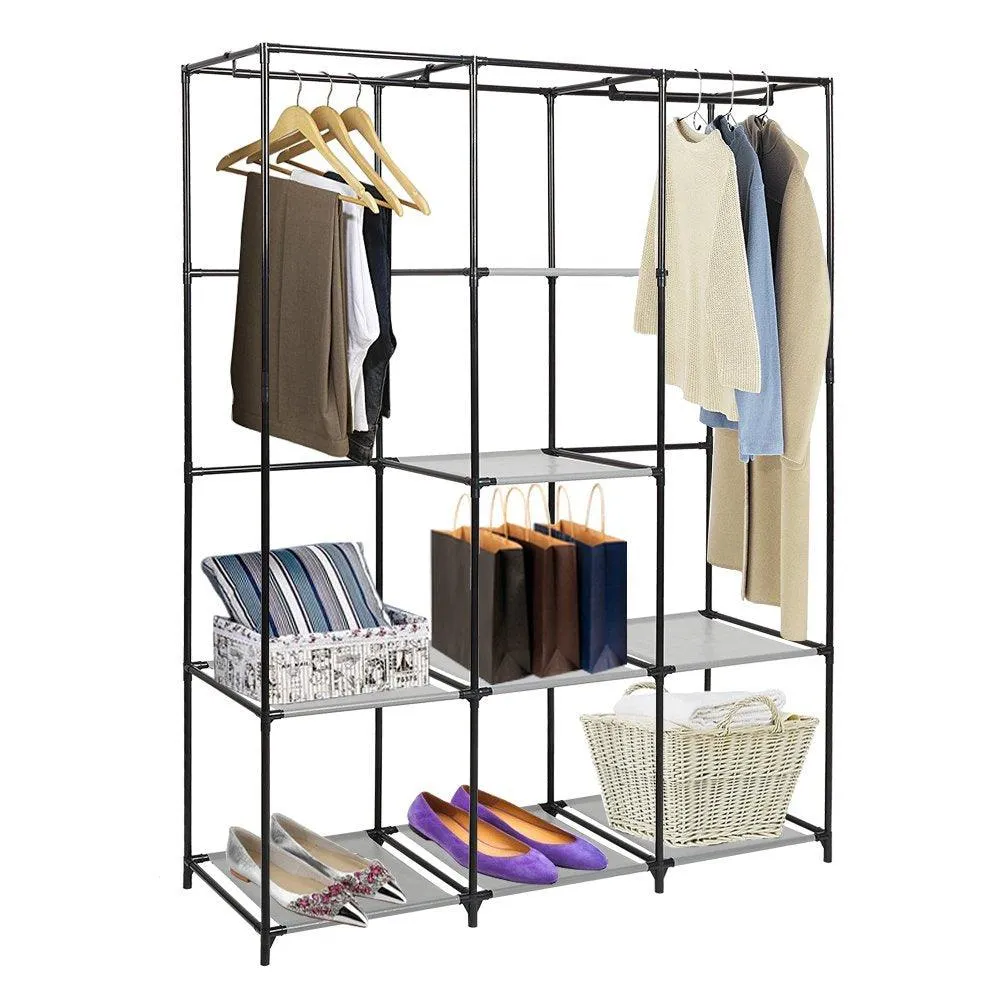 Portable Clothes Closet Non-Woven Fabric Free, Gray