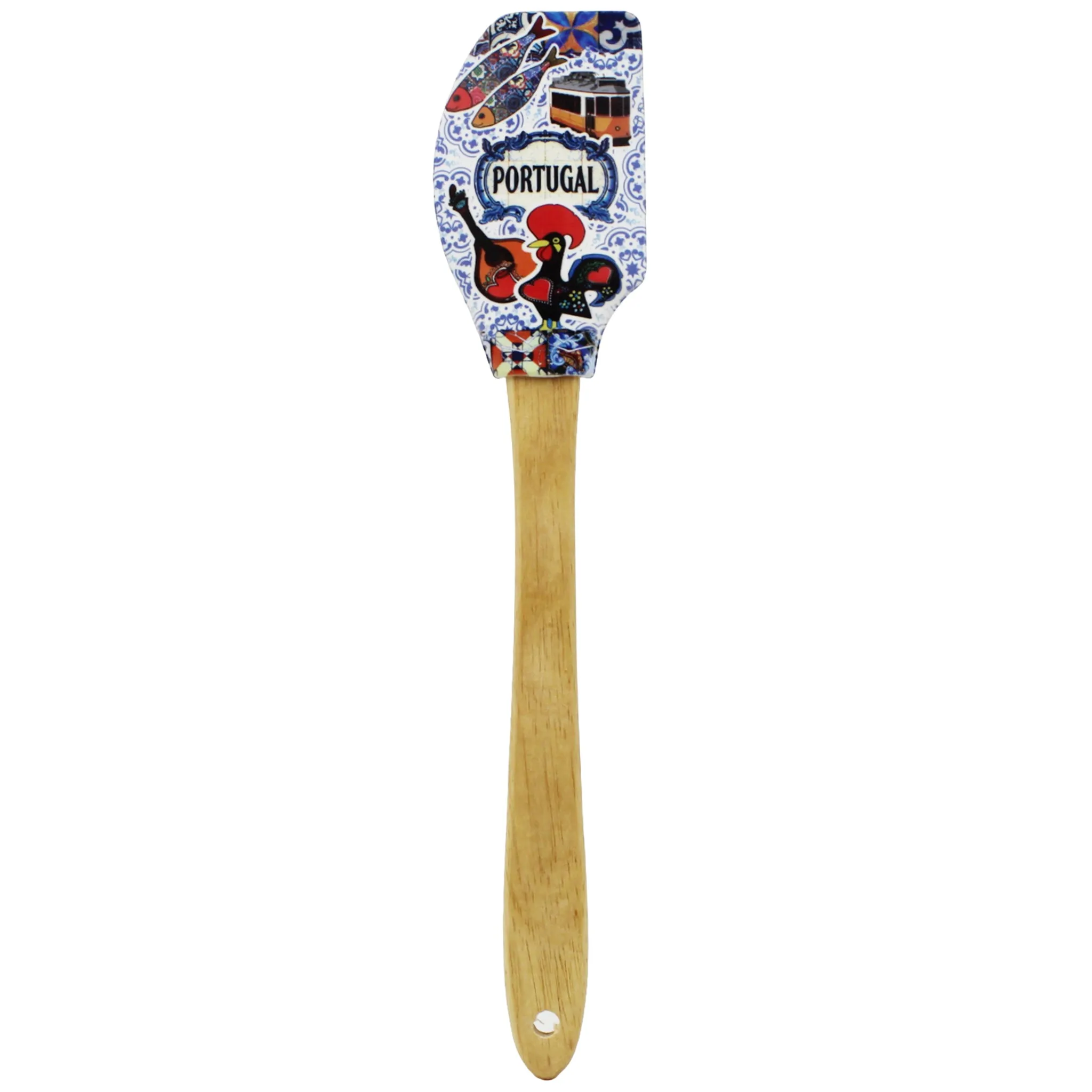 Portuguese Icons Azulejo Silicone Baking Spatula with Wooden Handle