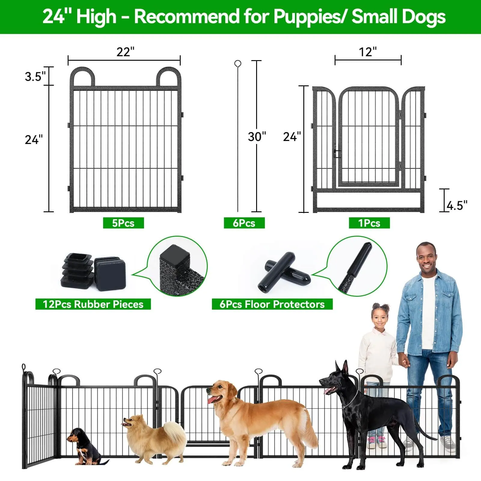 Puppy Playpen Small Dog Fence 24in High-6 Panels and 8 Panels PS770 PS773