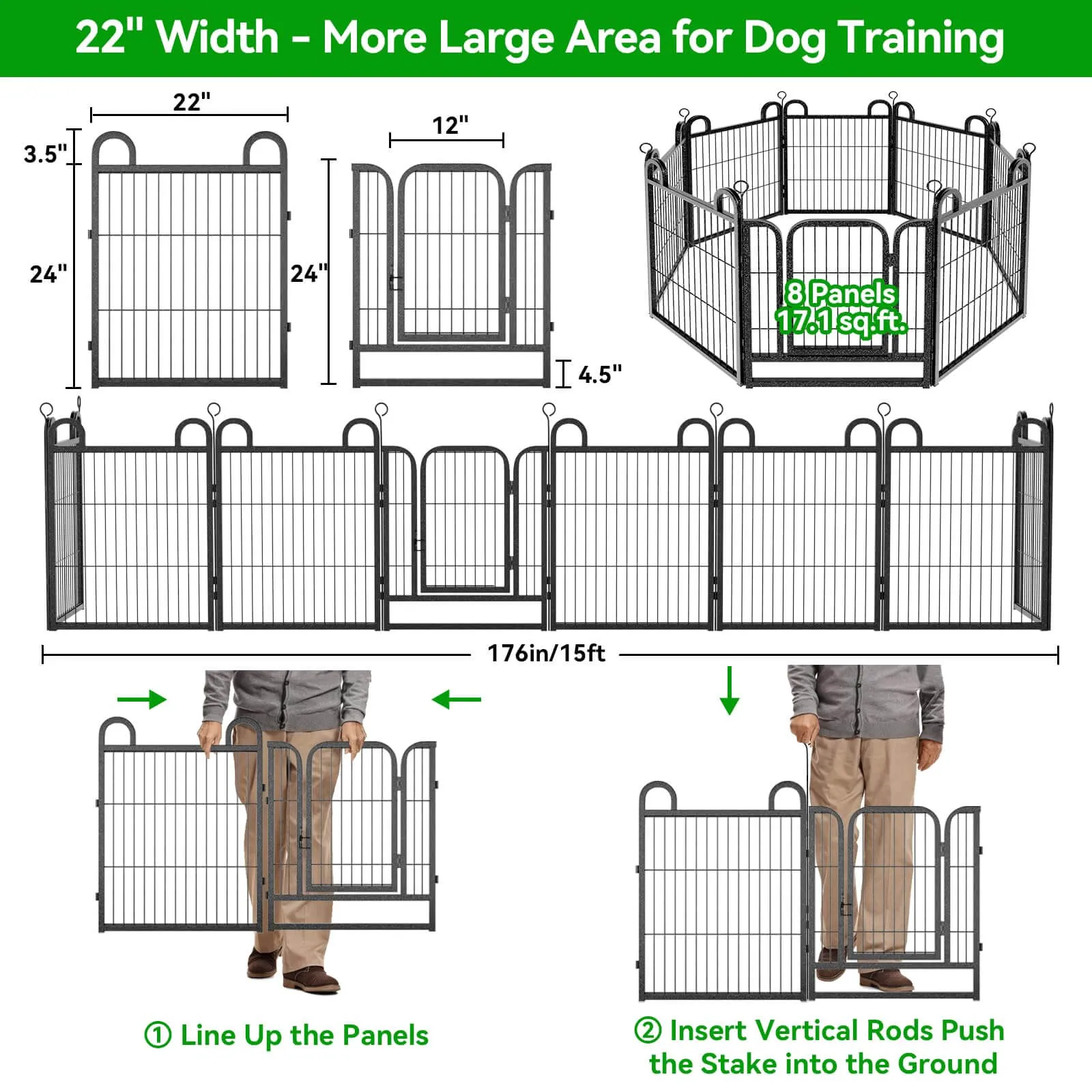 Puppy Playpen Small Dog Fence 24in High-6 Panels and 8 Panels PS770 PS773