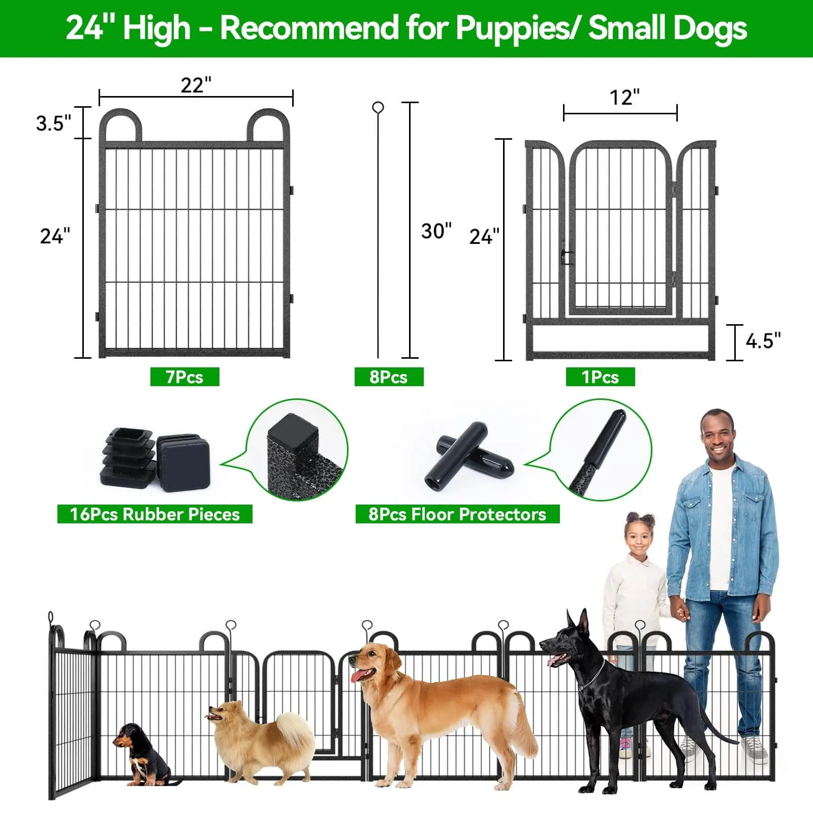 Puppy Playpen Small Dog Fence 24in High-6 Panels and 8 Panels PS770 PS773