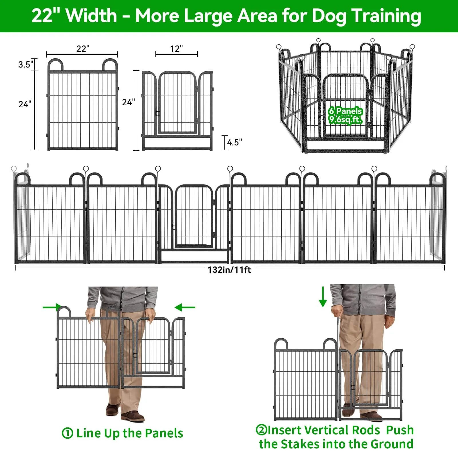 Puppy Playpen Small Dog Fence 24in High-6 Panels and 8 Panels PS770 PS773