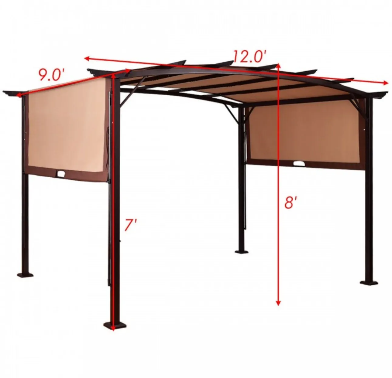 Super Cool 12x9 Feet Outdoor Patio Pergola With Rectangle Canopy Shades | Easy Set Up | Heavy Duty |