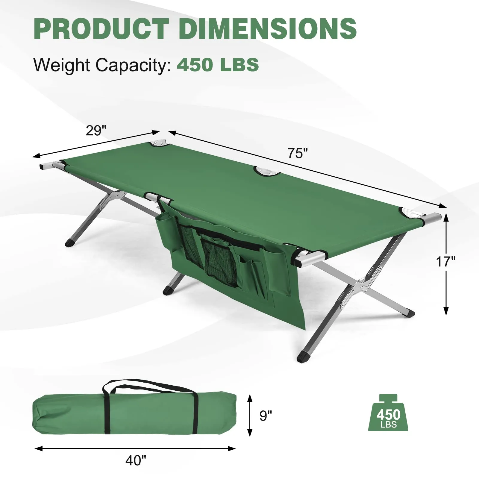 Tangkula Folding Camping Cot, Portable Sleeping Cot with Carrying Bag