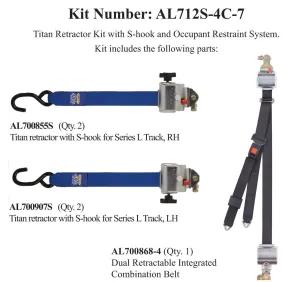 TITAN700 Retractor Kit with Occupant Restraint | S-Hooks & L-Track | AL712S-4C-7