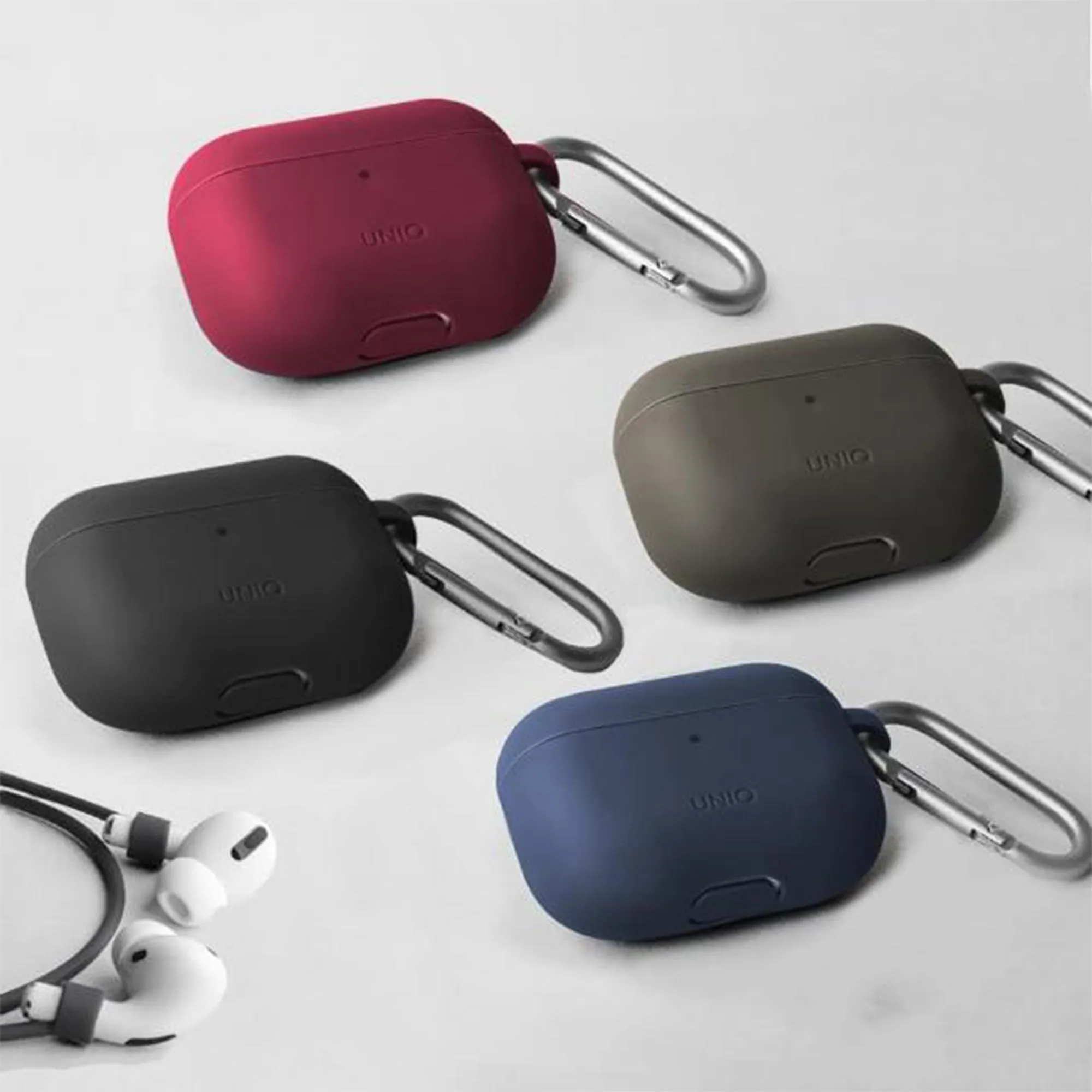 UNIQ Vencer for Airpods Pro - Active Silicone with Carabiner and Strap - Dark Grey (Barcode: 8886463672884 )