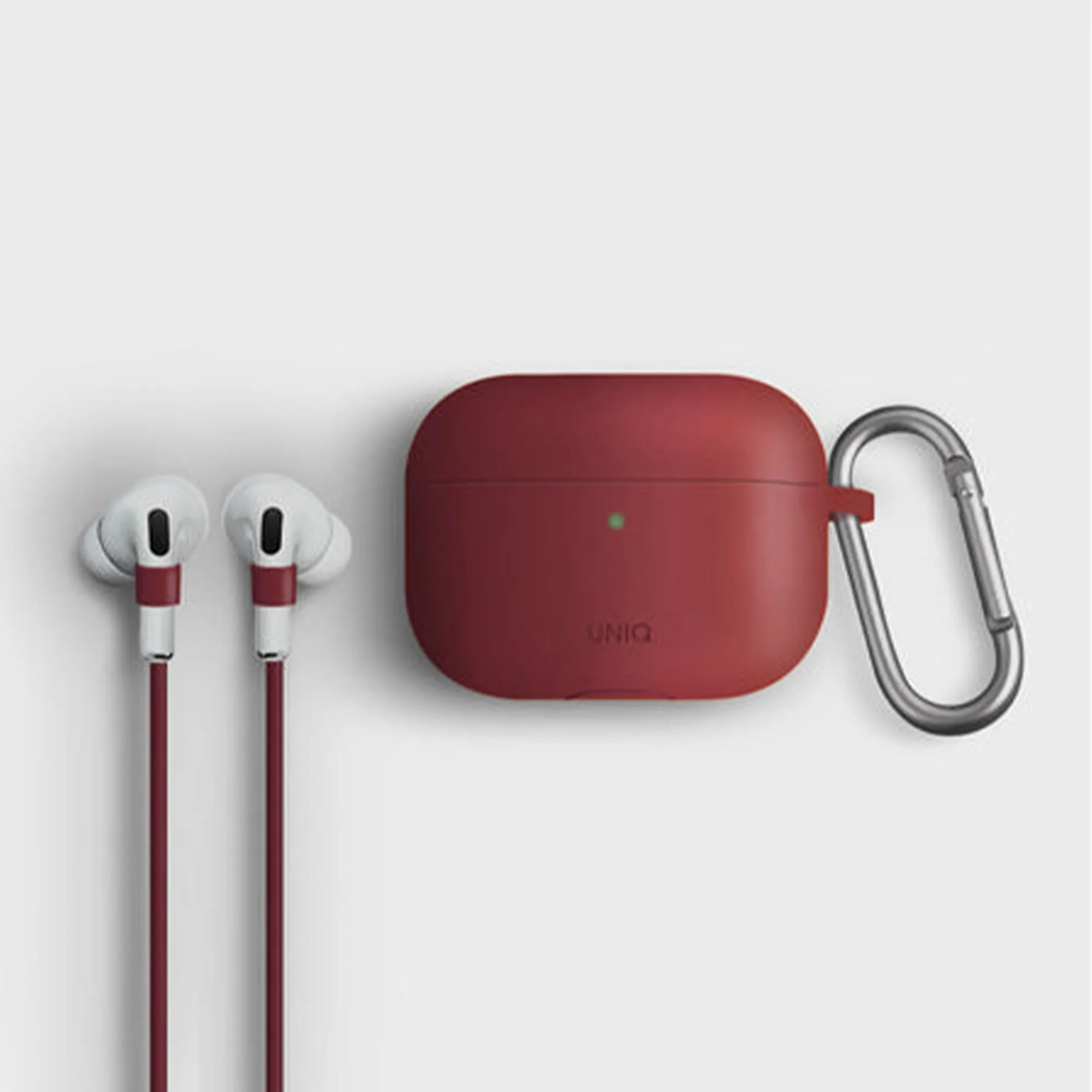 UNIQ Vencer for Airpods Pro - Active Silicone with Carabiner and Strap - Maroon (Barcode: 8886463672860 )