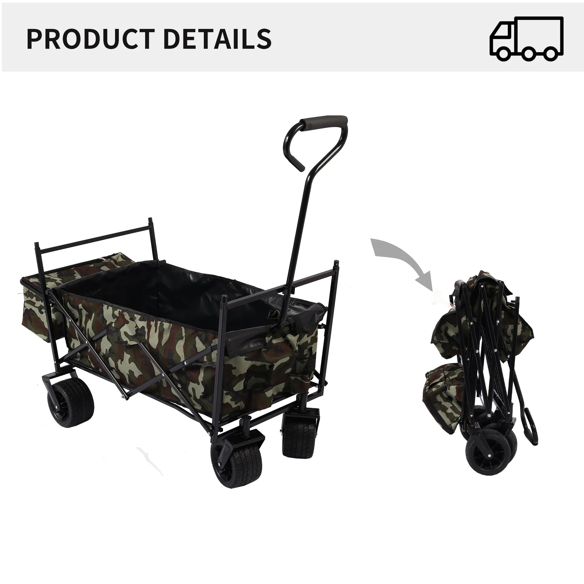 Versatile Foldable Wagon for Outdoor Adventures: Ideal for Garden, Park, Beach, Camping, and More!