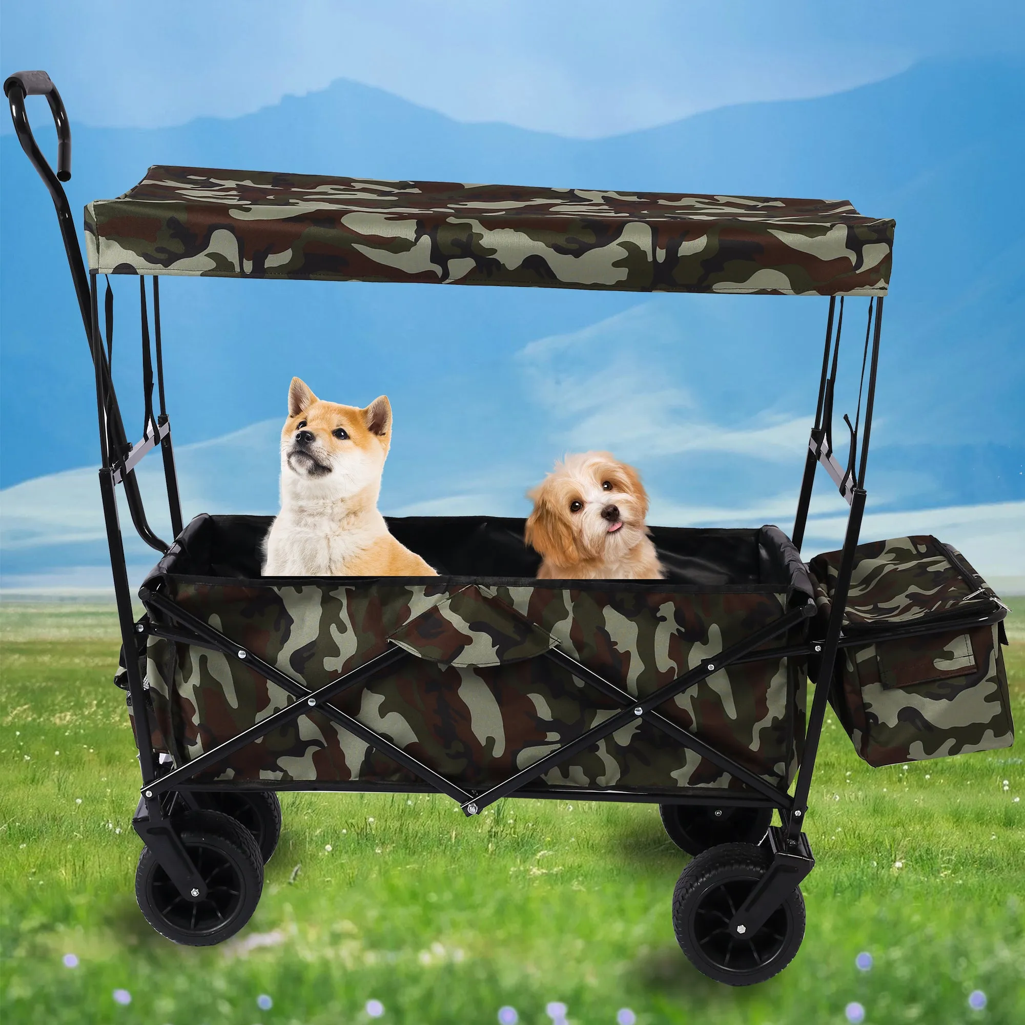 Versatile Foldable Wagon for Outdoor Adventures: Ideal for Garden, Park, Beach, Camping, and More!