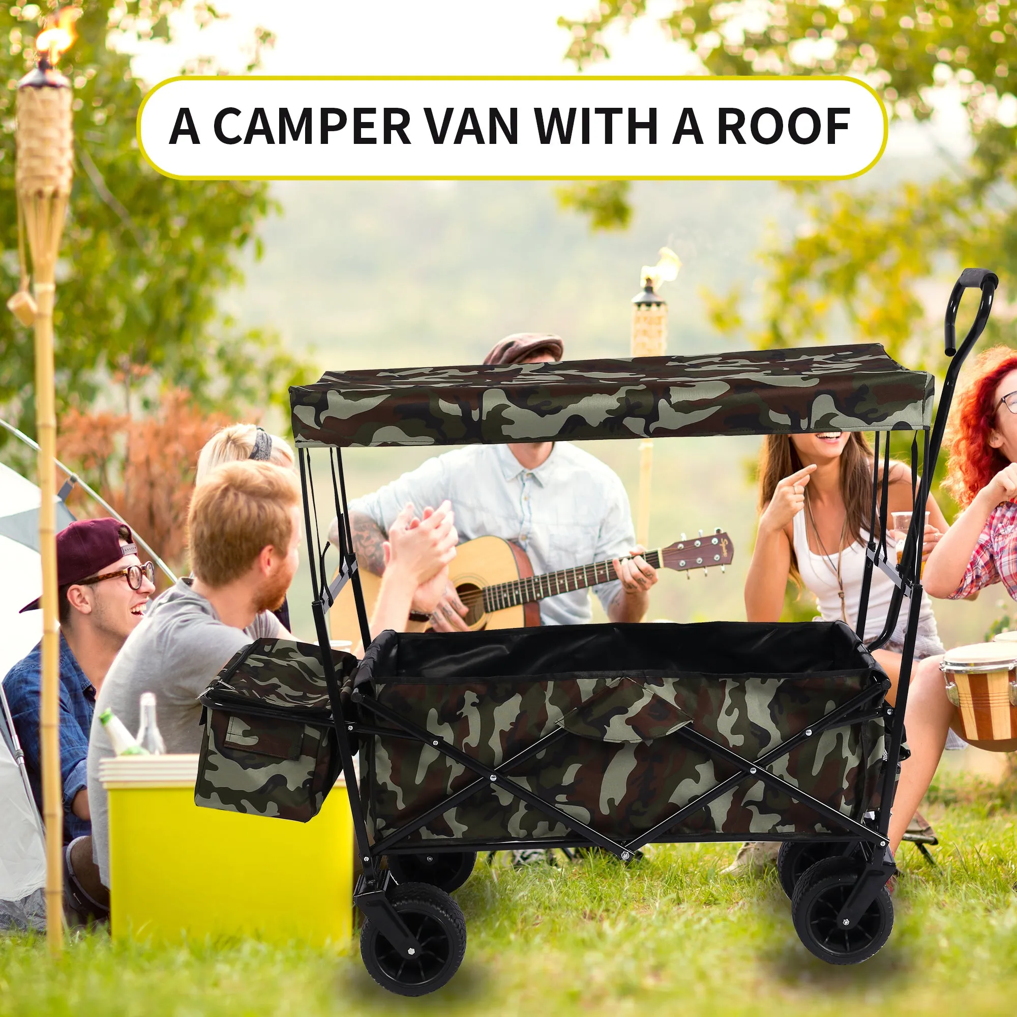 Versatile Foldable Wagon for Outdoor Adventures: Ideal for Garden, Park, Beach, Camping, and More!