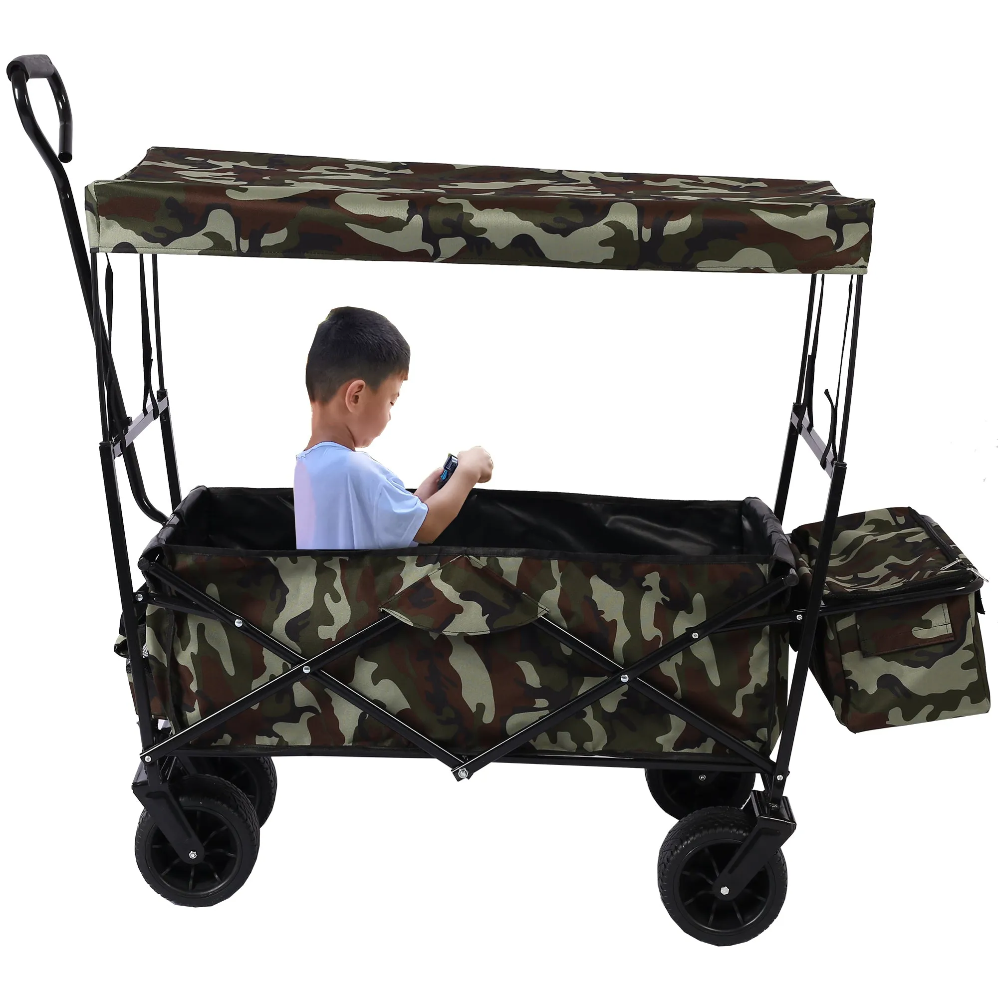 Versatile Foldable Wagon for Outdoor Adventures: Ideal for Garden, Park, Beach, Camping, and More!