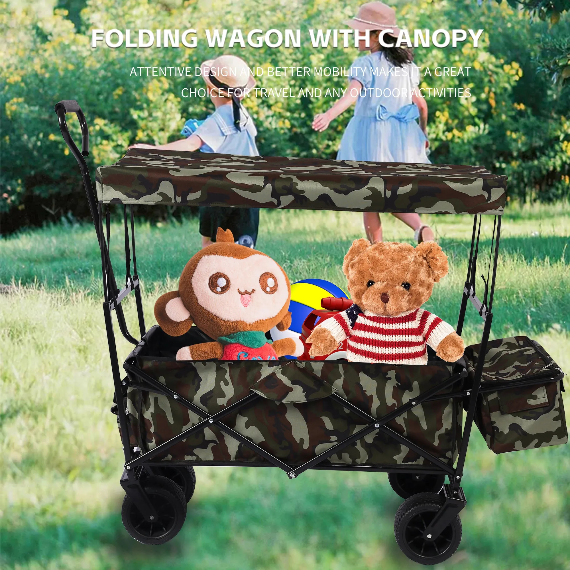 Versatile Foldable Wagon for Outdoor Adventures: Ideal for Garden, Park, Beach, Camping, and More!