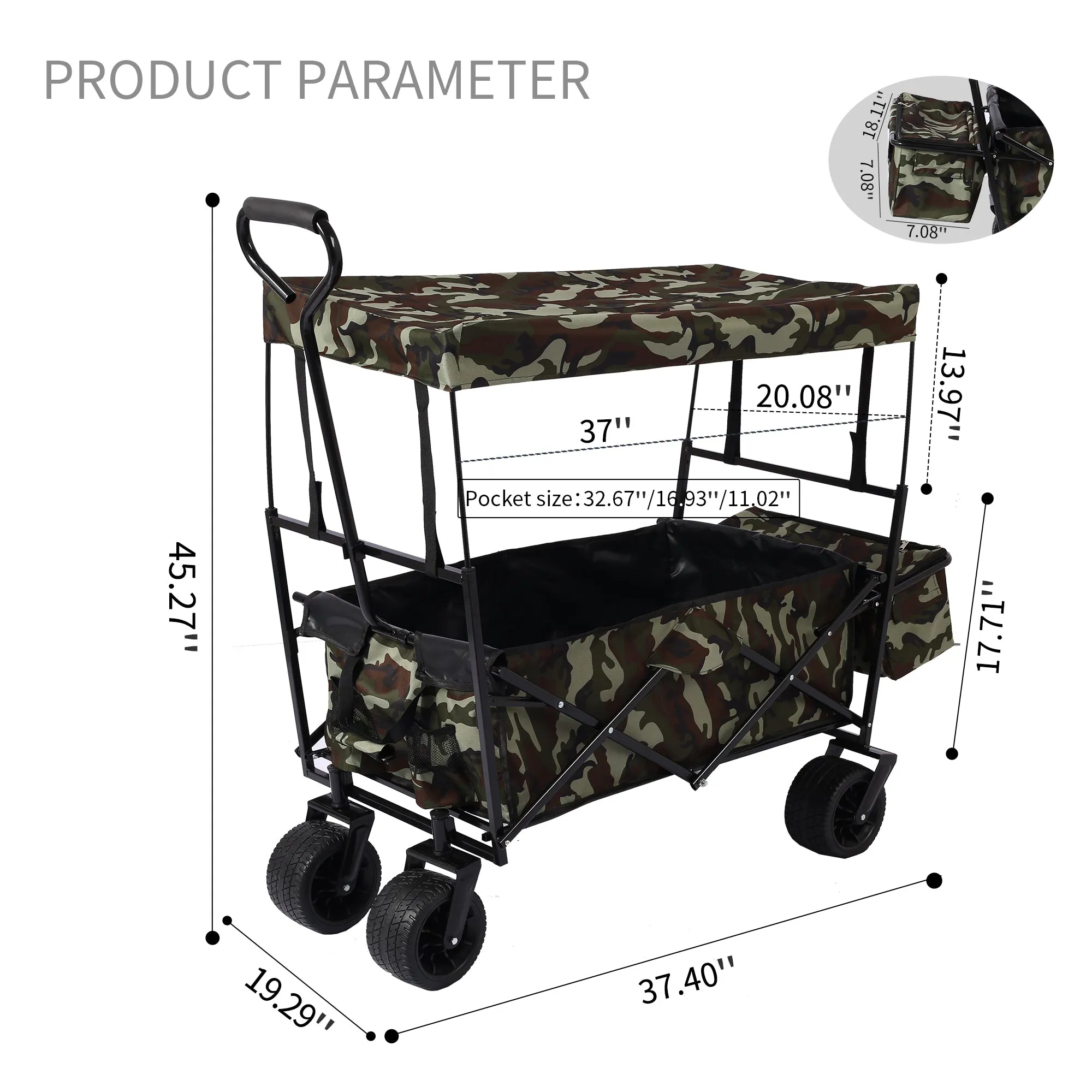 Versatile Foldable Wagon for Outdoor Adventures: Ideal for Garden, Park, Beach, Camping, and More!