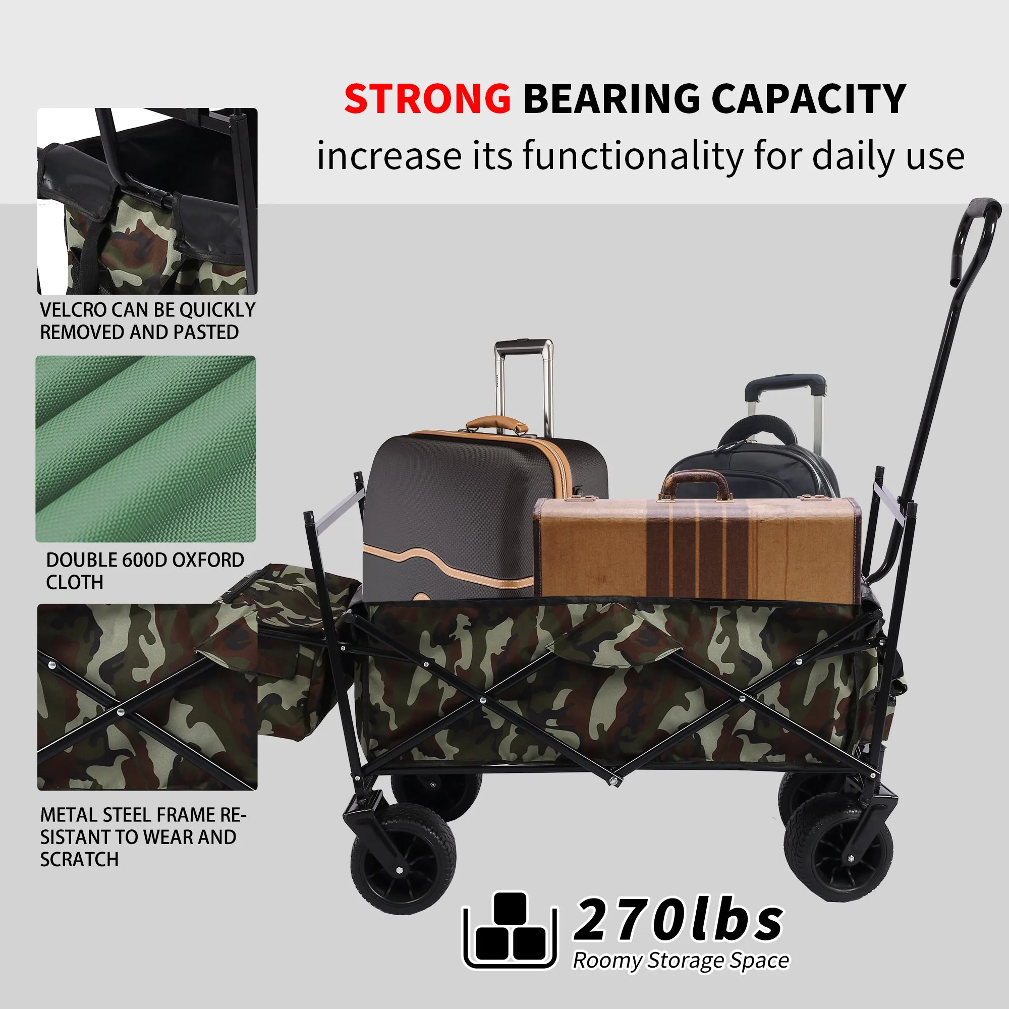 Versatile Foldable Wagon for Outdoor Adventures: Ideal for Garden, Park, Beach, Camping, and More!