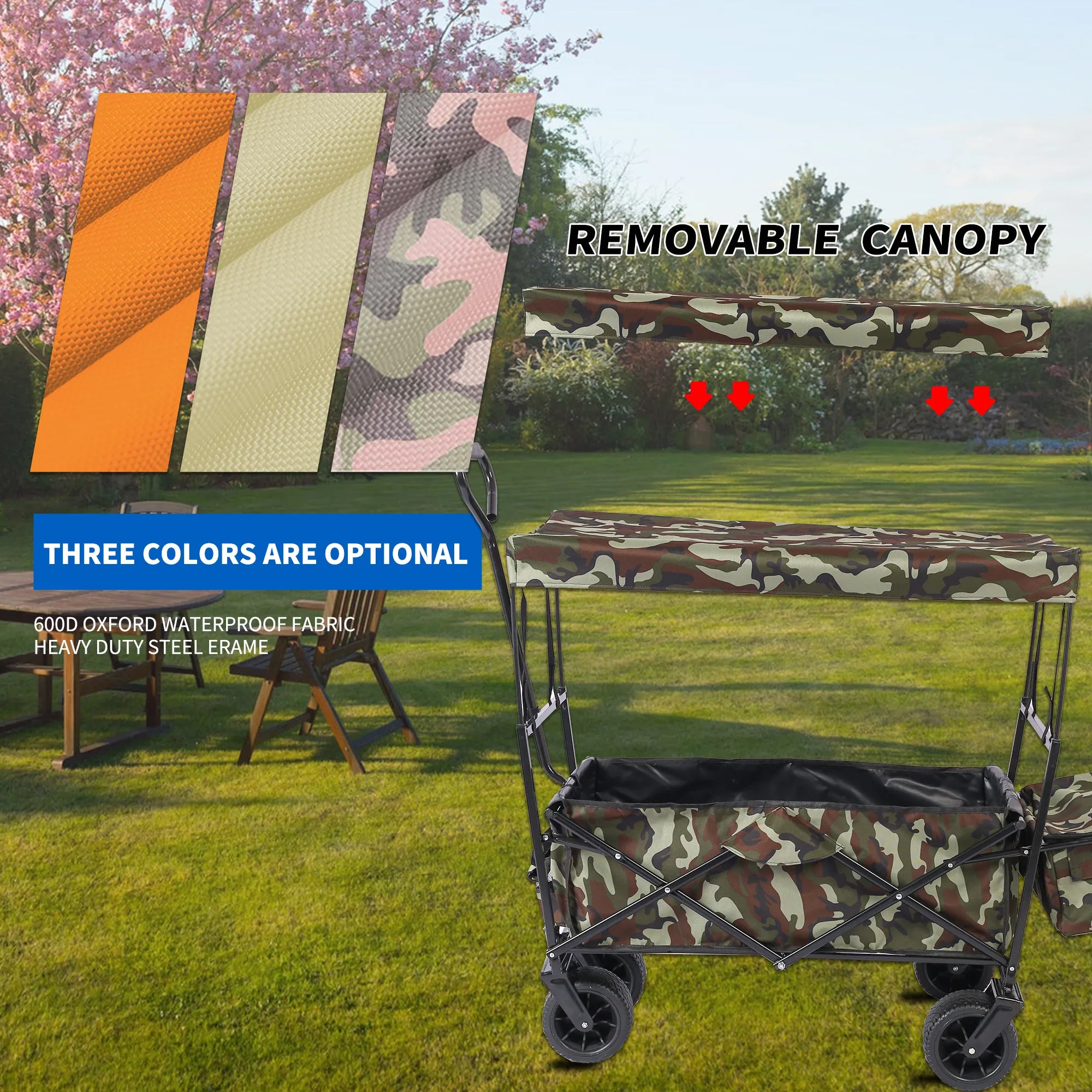 Versatile Foldable Wagon for Outdoor Adventures: Ideal for Garden, Park, Beach, Camping, and More!