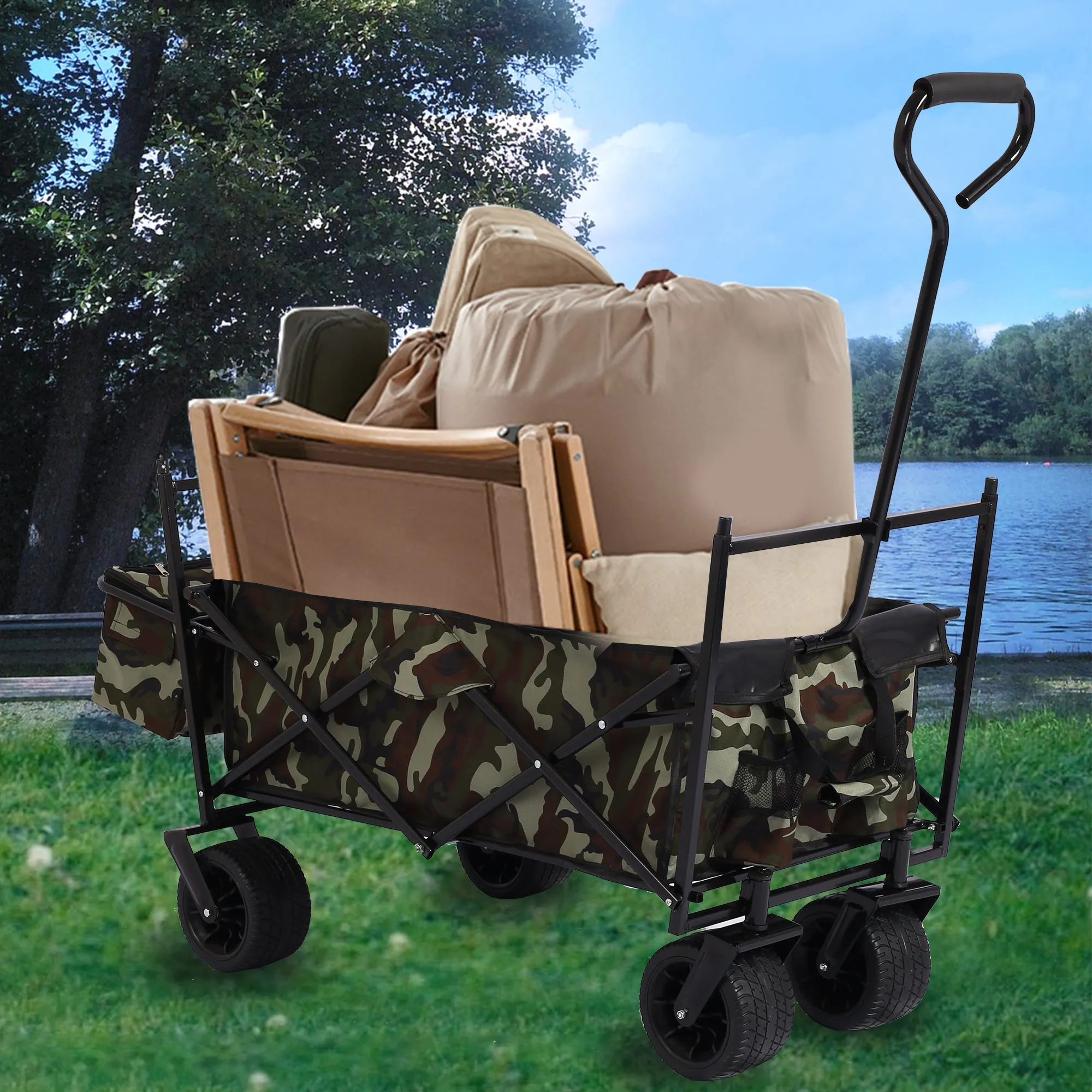 Versatile Foldable Wagon for Outdoor Adventures: Ideal for Garden, Park, Beach, Camping, and More!