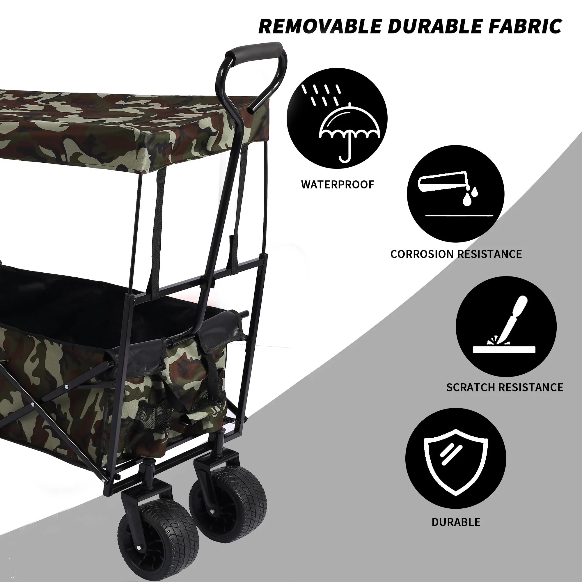 Versatile Foldable Wagon for Outdoor Adventures: Ideal for Garden, Park, Beach, Camping, and More!