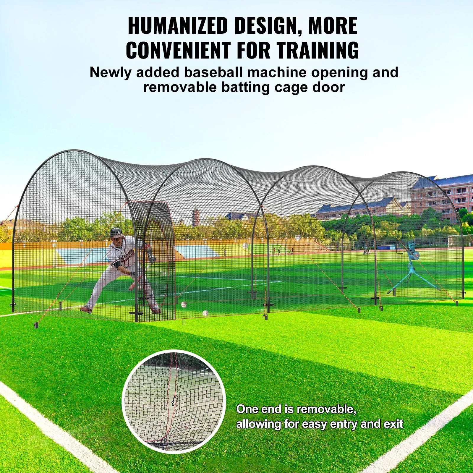 Vevor Baseball Batting Cage 33' Enclosed Pitching Net with Sturdy Frame and Carry Bag New