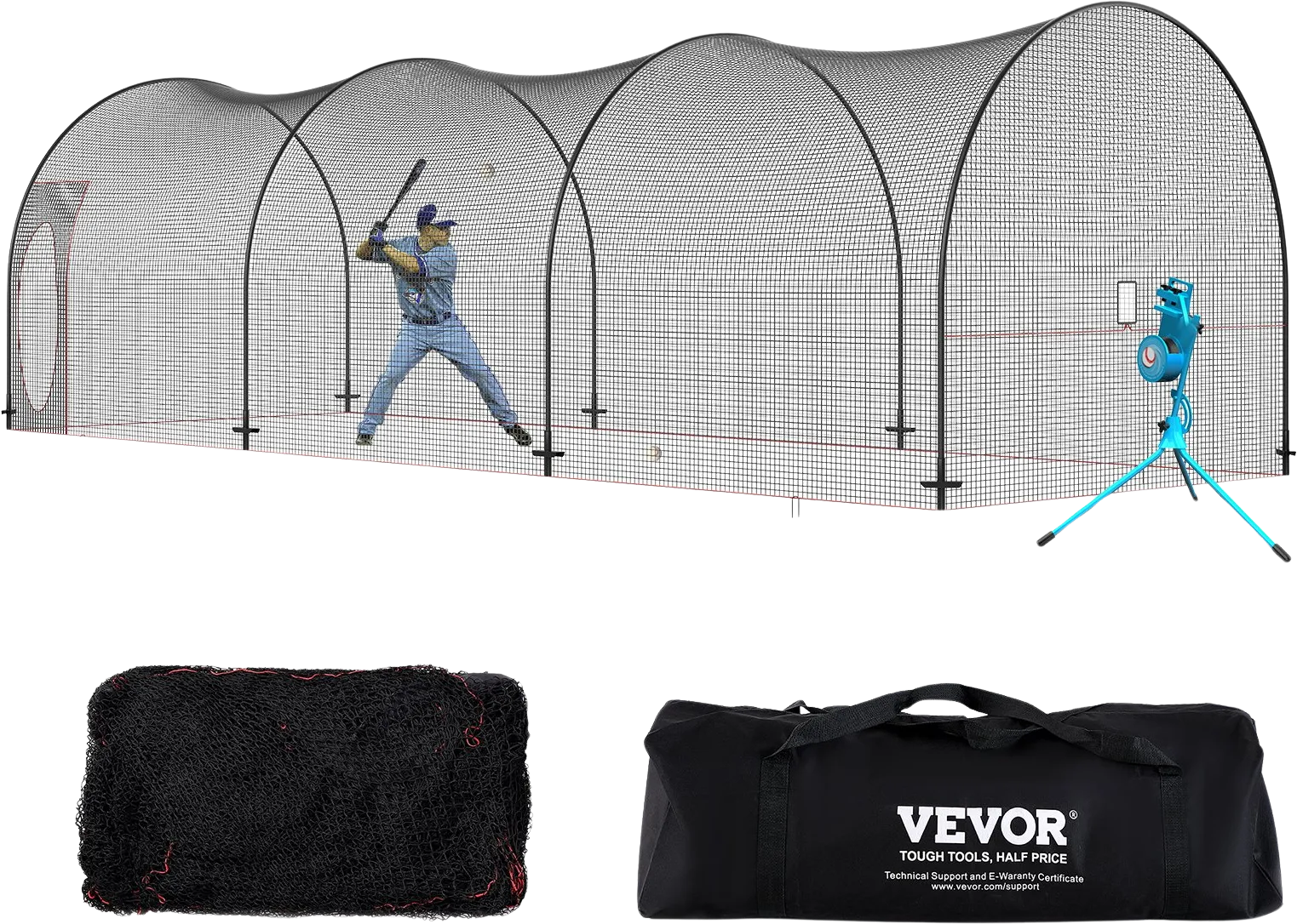 Vevor Baseball Batting Cage 33' Enclosed Pitching Net with Sturdy Frame and Carry Bag New