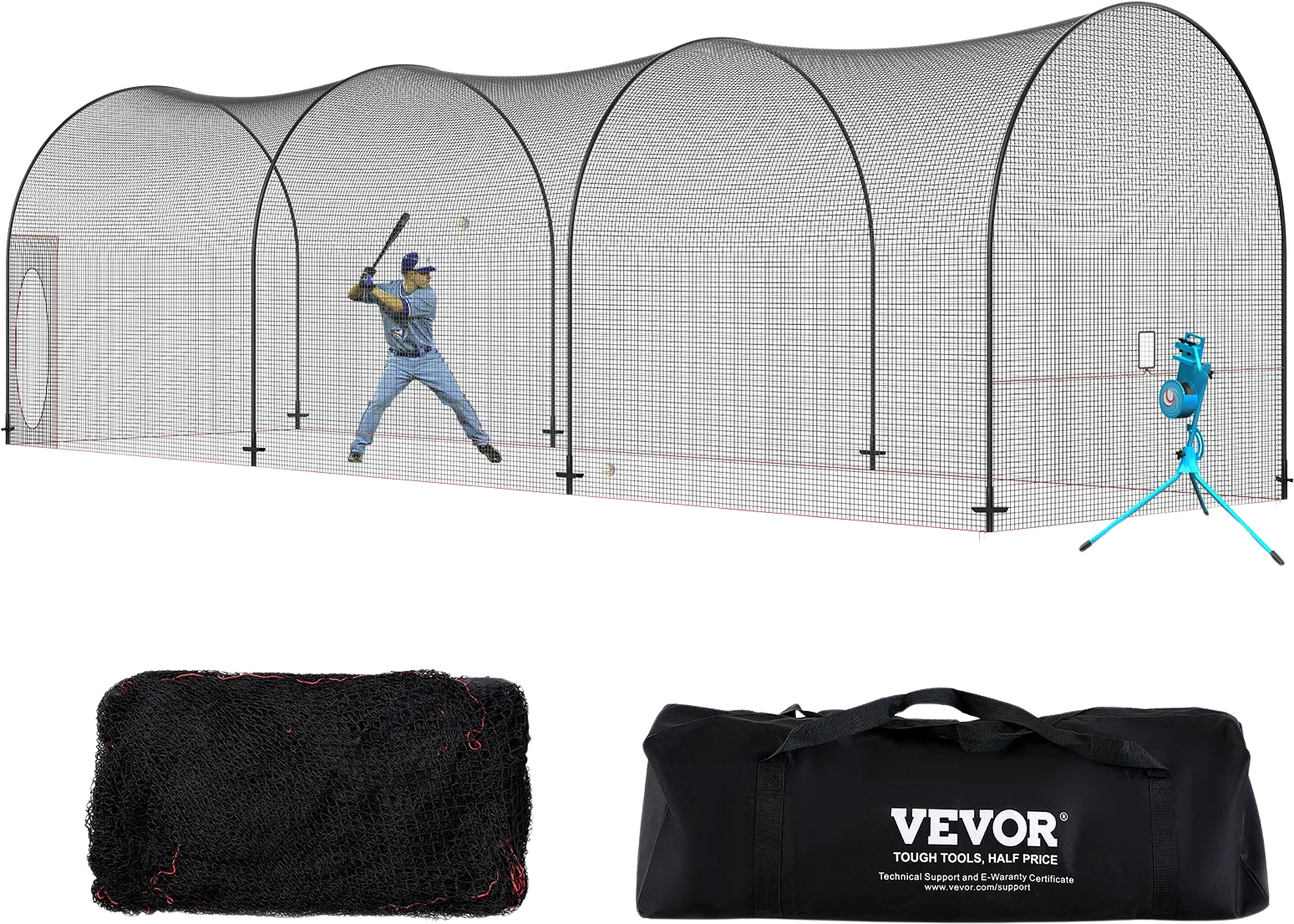 Vevor Baseball Batting Cage 40' Enclosed Pitching Net with Sturdy Frame and Carry Bag New